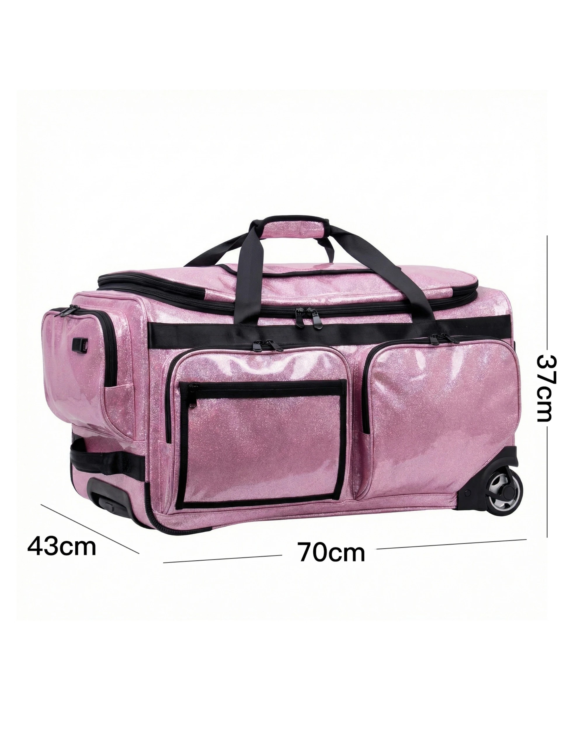 8 Advwin 26" Rolling Dance Bag with Instant Changing Design Sparkling - Pink, 8 of 9