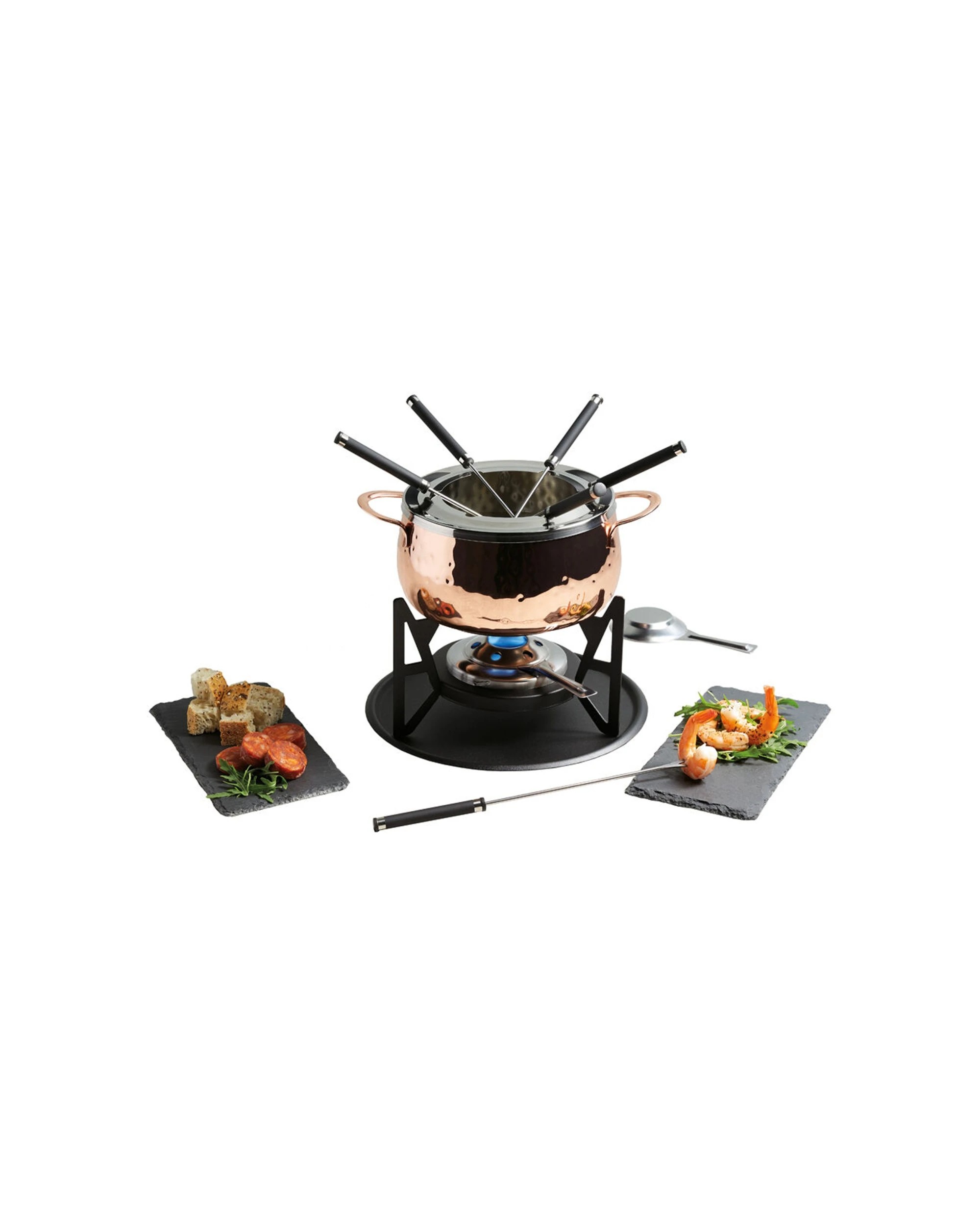 3 Artesa Hand Finished Effect Fondue Set - Metallic, 3 of 3