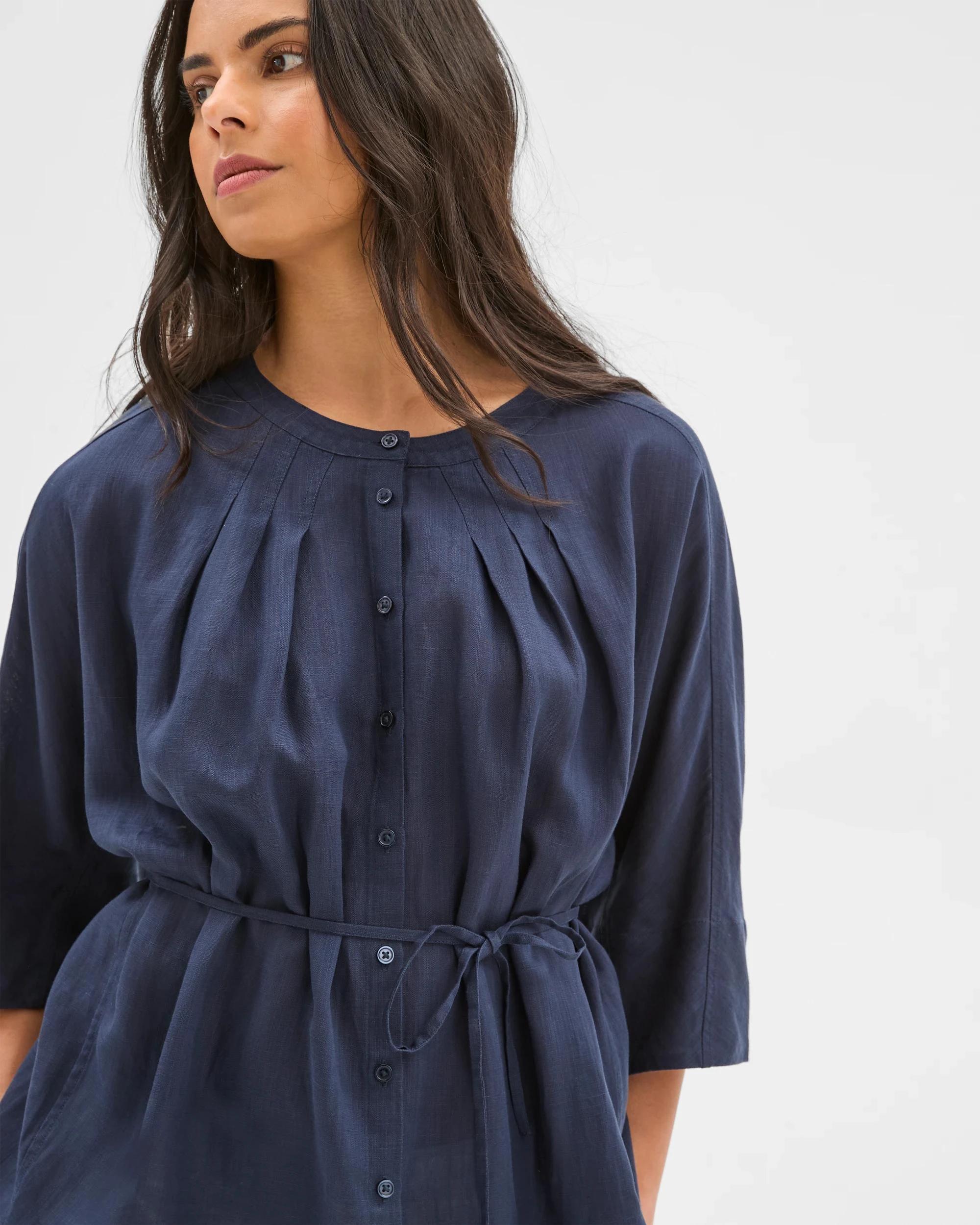 3 Target 3/4 Sleeve Tie Waist Blouse NAVY BLAZER, 3 of 6