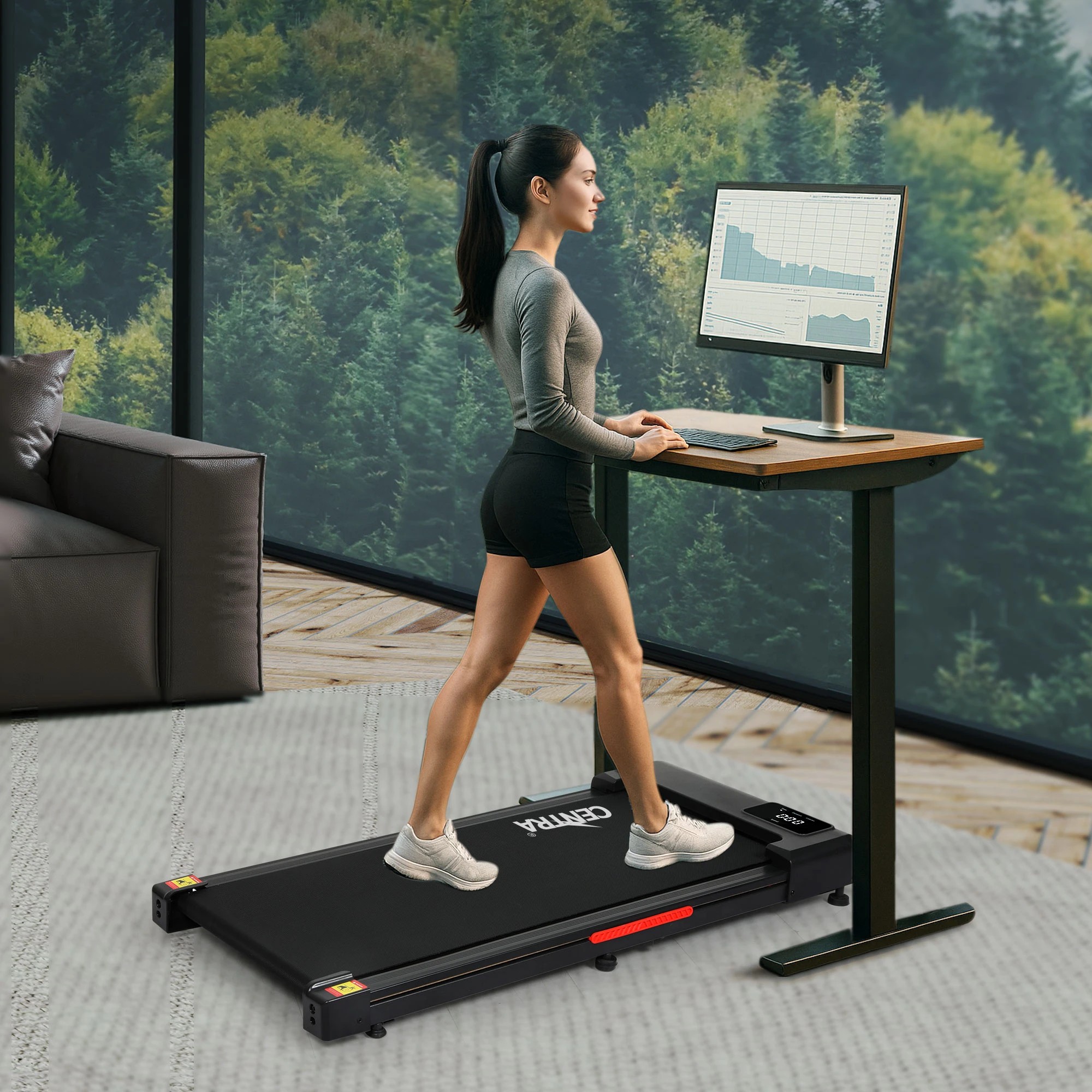 7 Centra Electric Treadmill Walking Pad Remote Control Fitness Home Office Gym, 7 of 9