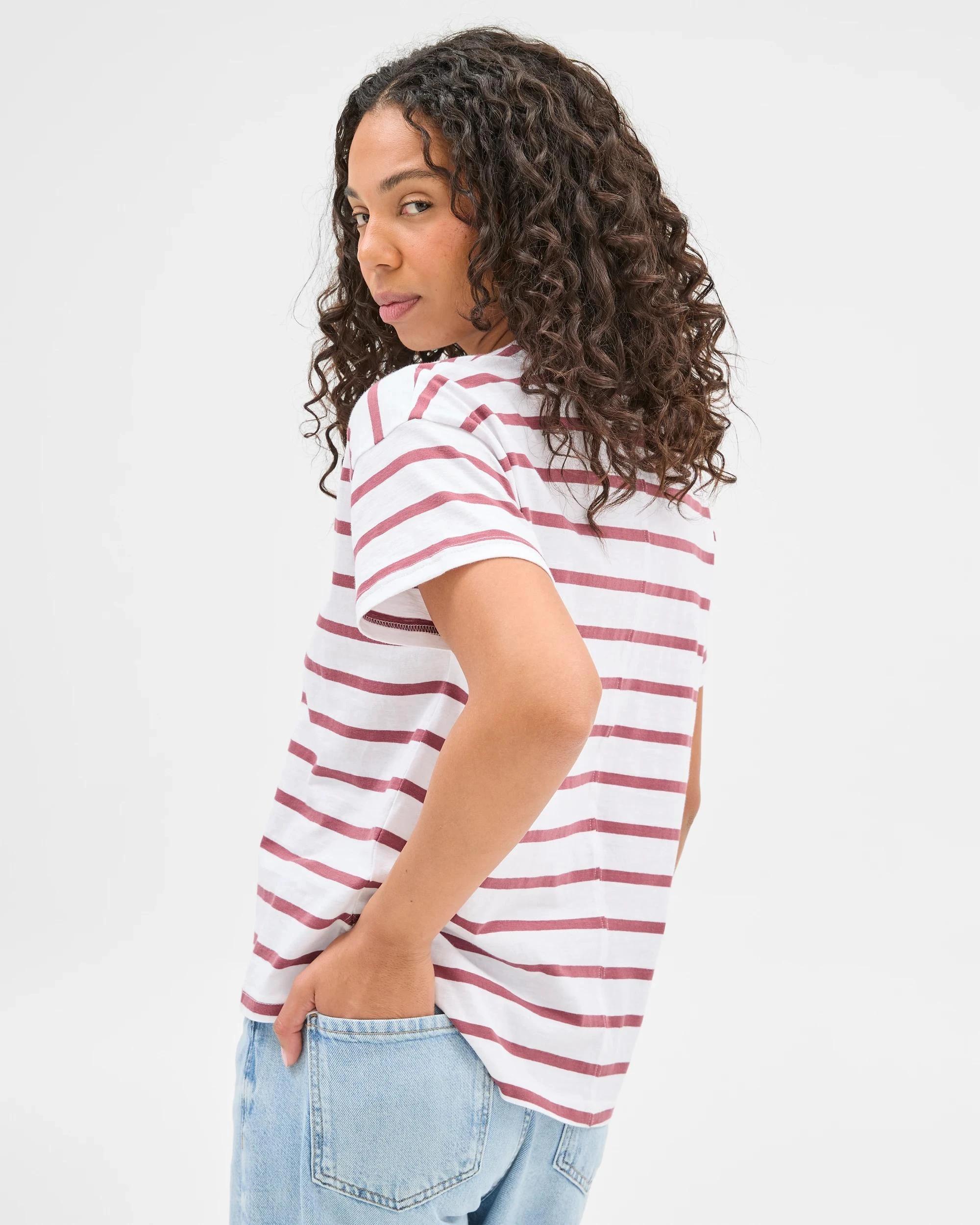 4 Target Australian Cotton Relaxed Slub T-Shirt MULBERRY STRIPE, 4 of 6