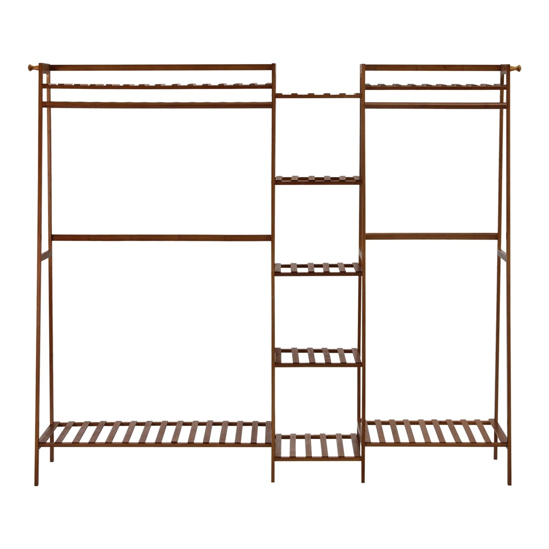 6 Oikiture Clothes Rack Open Wardrobe Garment Coat Hanging Rail Bamboo 9 Shelves
 - Natural, 6 of 10