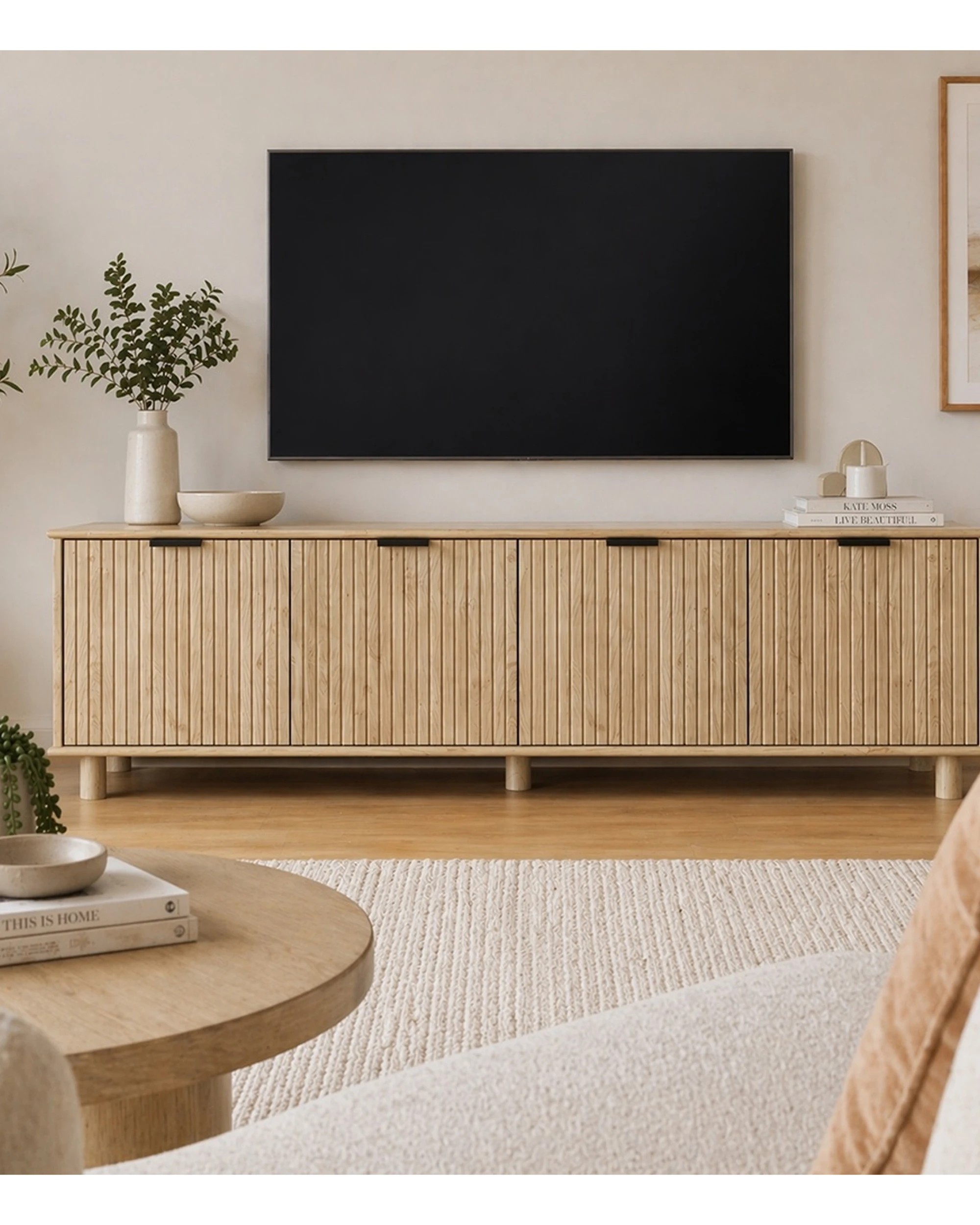 4 Alpine Bay Sorrento 4 Door TV Unit 180cm Swedish Oak - Natural, 4 of 9
