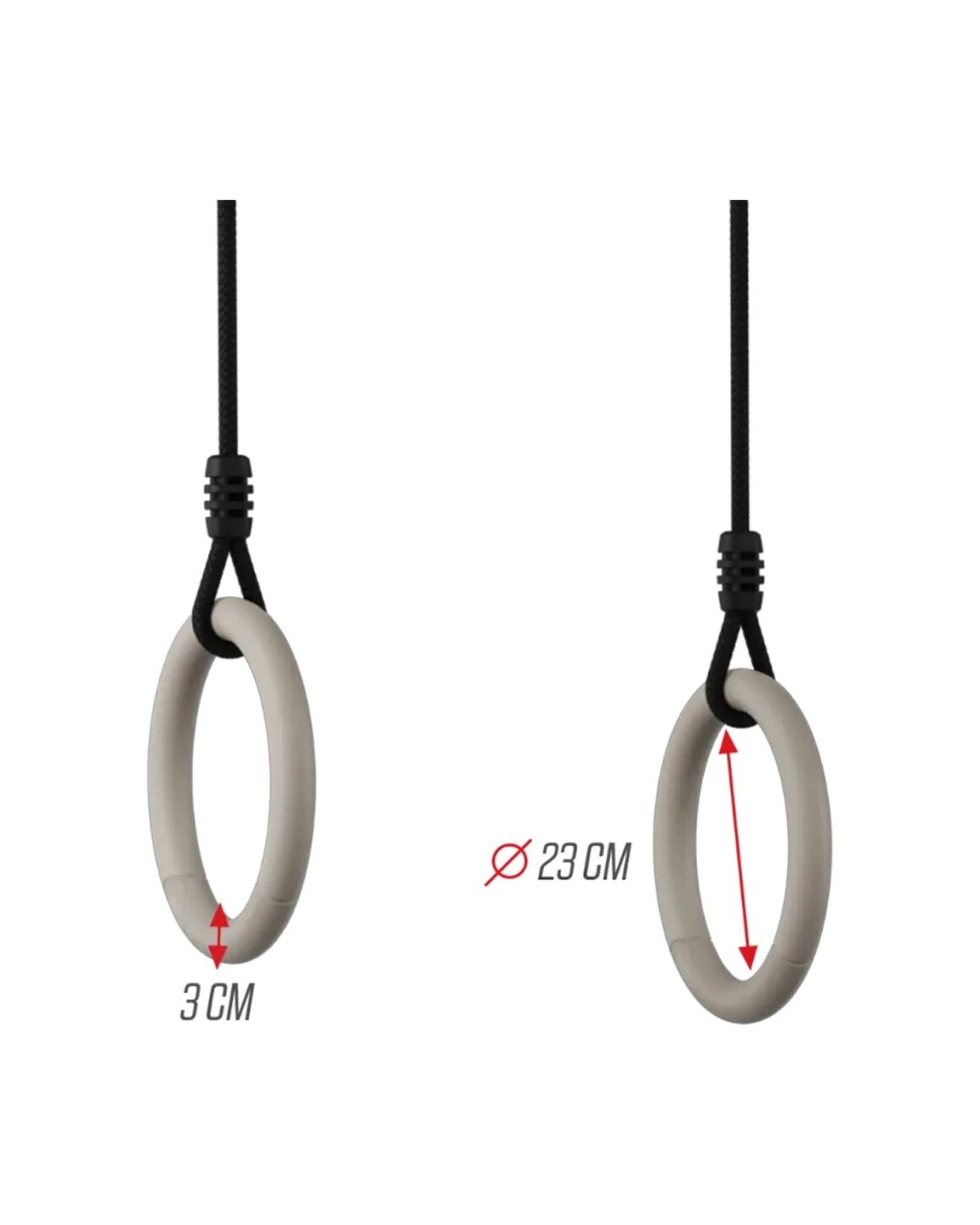 3 BERG PlayBase Gym Rings Adjustable Height Non-Slip With Carabiners Plastic - Grey, 3 of 5