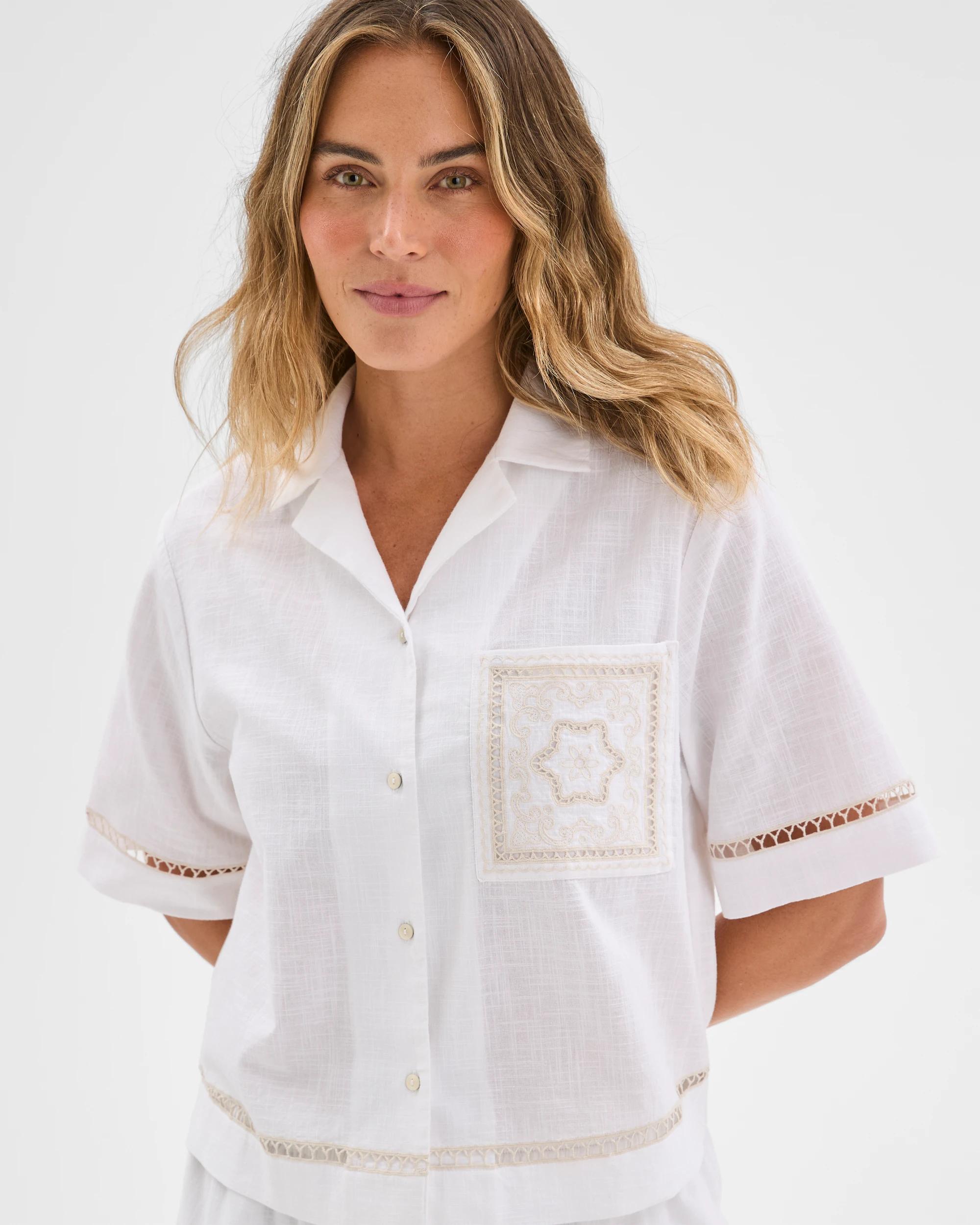 5 Target Woman Resort Crochet Pocket Shirt WHITE, 5 of 6