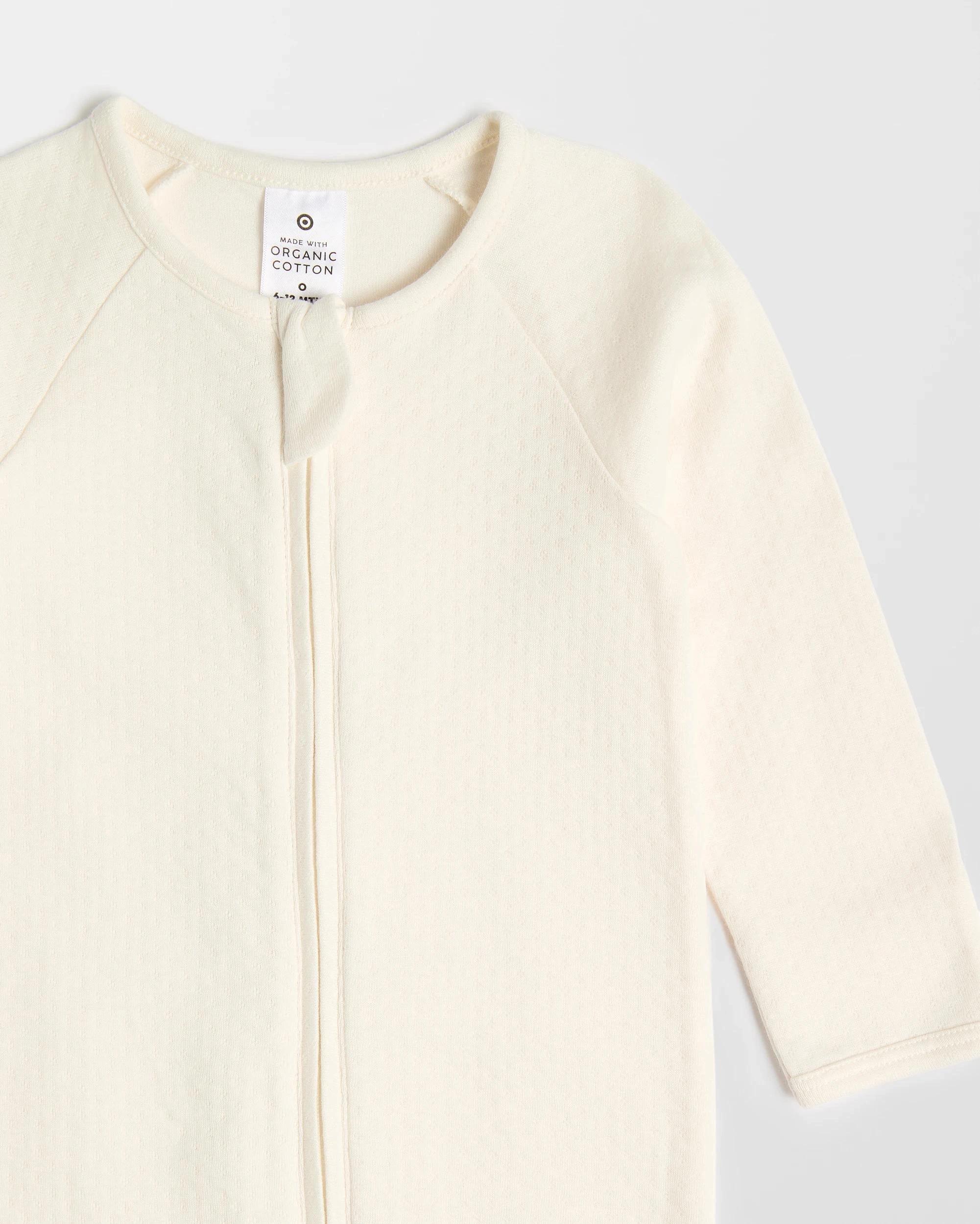2 Target Organic Cotton Baby Pointelle Zip Coverall CREAM, 2 of 3