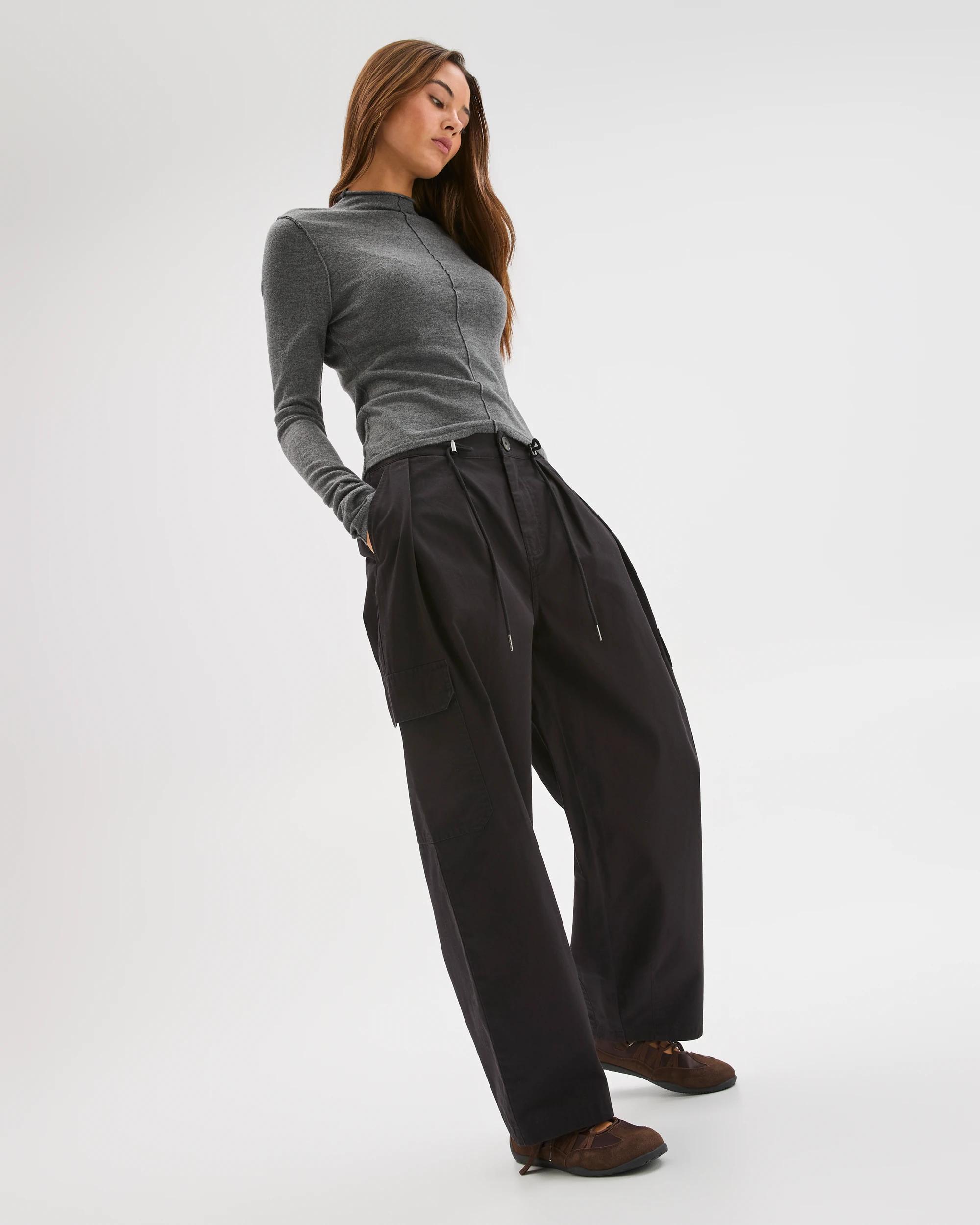 4 Lily Loves Australian Cotton Contrast Pocket Cargo Pants BLACK, 4 of 7