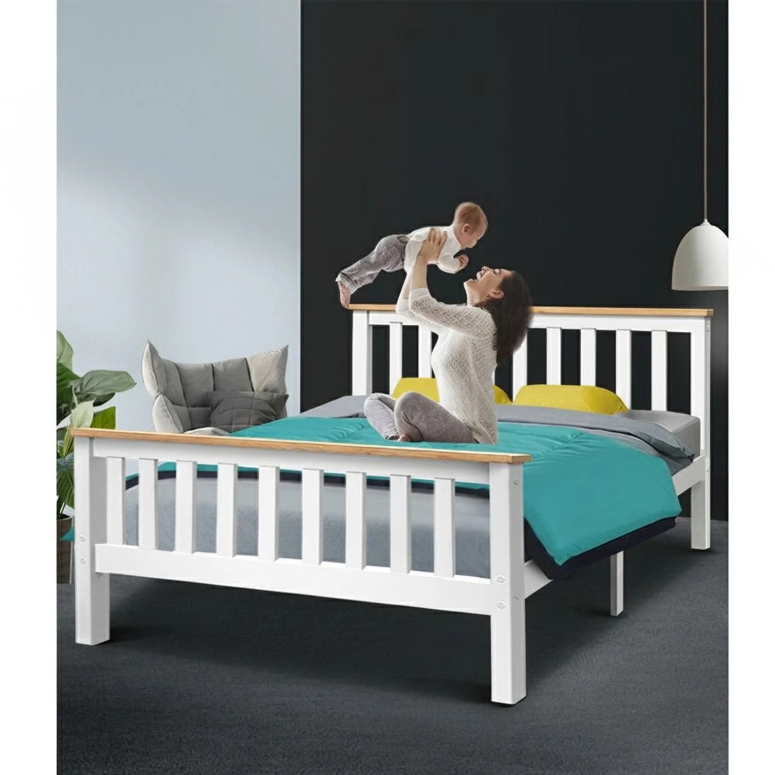 9 Artiss Bed Frame Double Size Wooden  PONY - White, 9 of 9