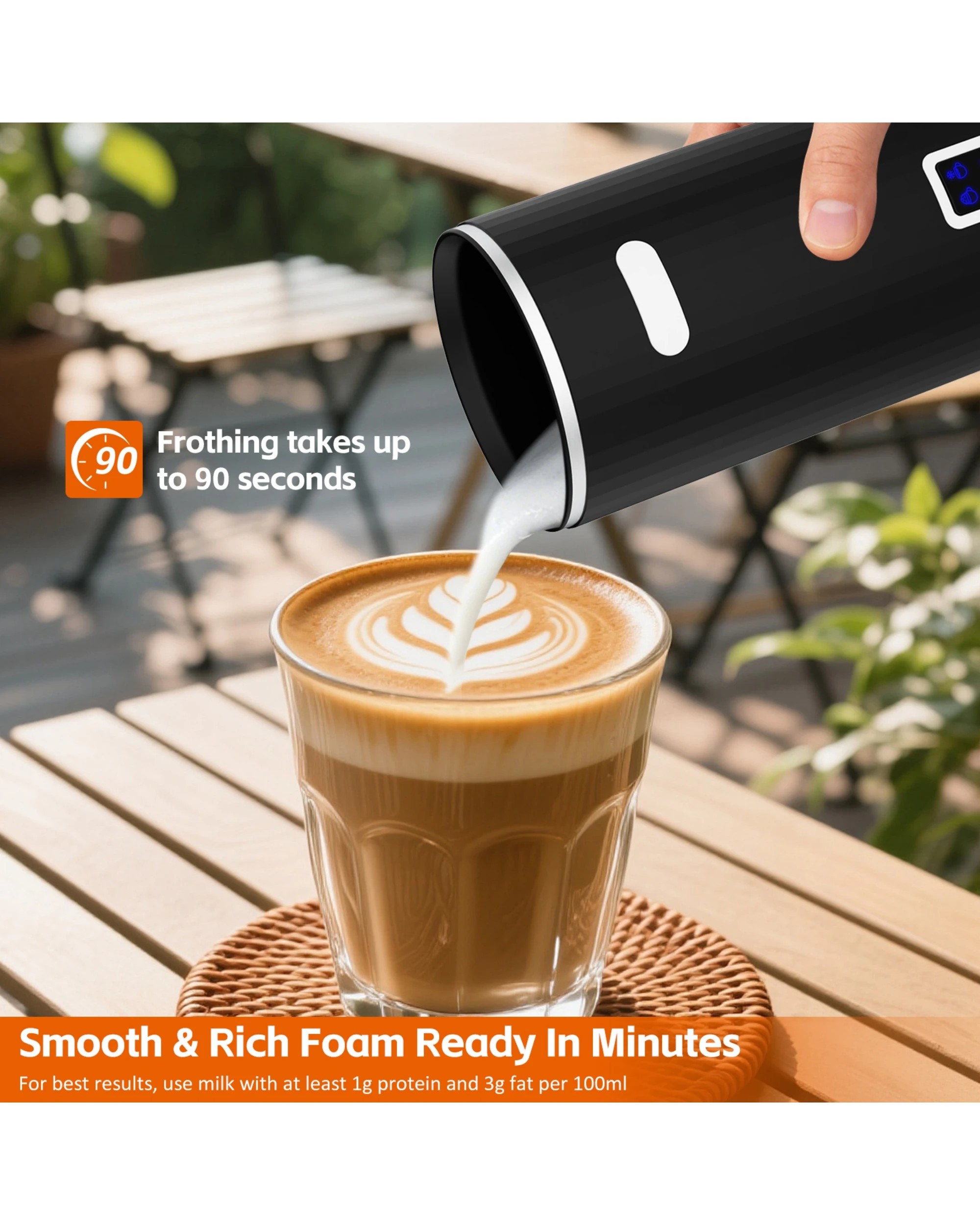 5 Advwin Electric Milk Frother, 6-IN-1 Milk Frother & Warmer, Compact Hot & Cold Foam Maker, 5 of 8