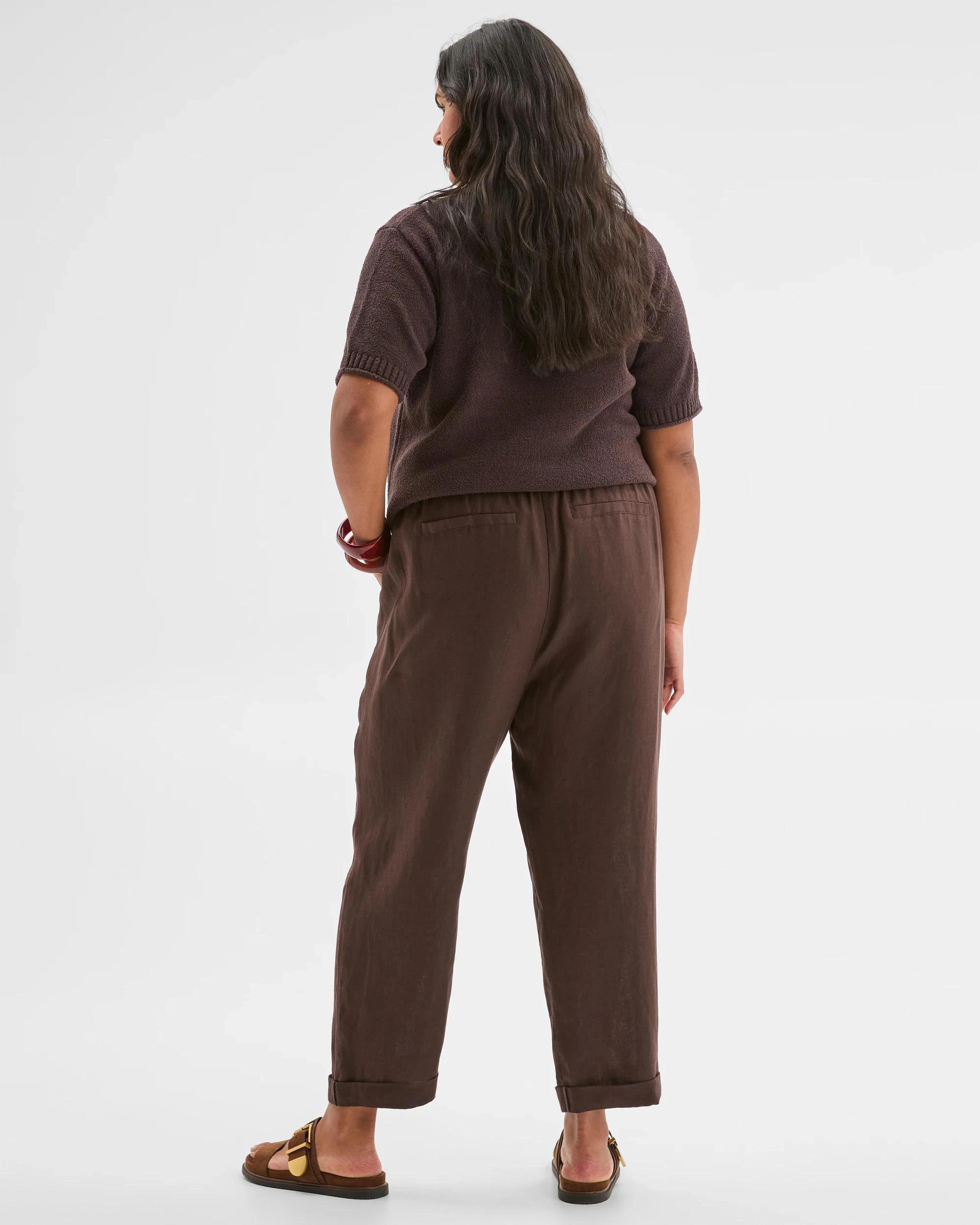 1 Target Plus Size European Linen Tapered Pants BRUNETTE, 1 of 4