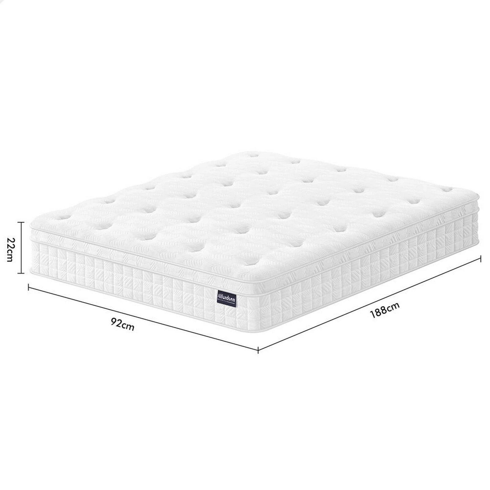 7 Alfordson Mattress 22CM Euro Top Spring Foam Bedding Medium Firm - Single Bed, 7 of 10