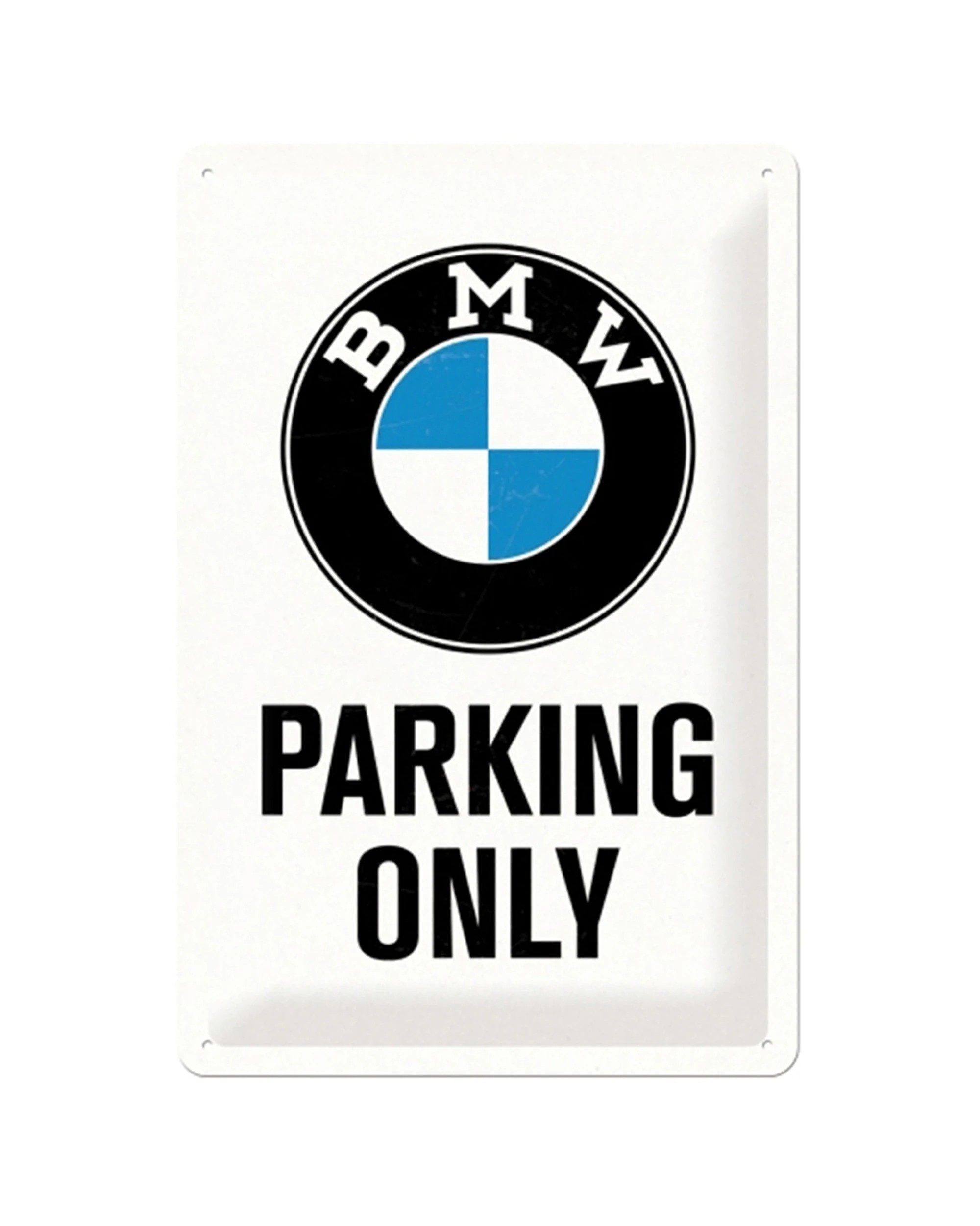 1 Nostalgic-Art Medium 20x30cm Metal Wall Art Sign Plaque - BMW Parking Only - White, 1 of 4