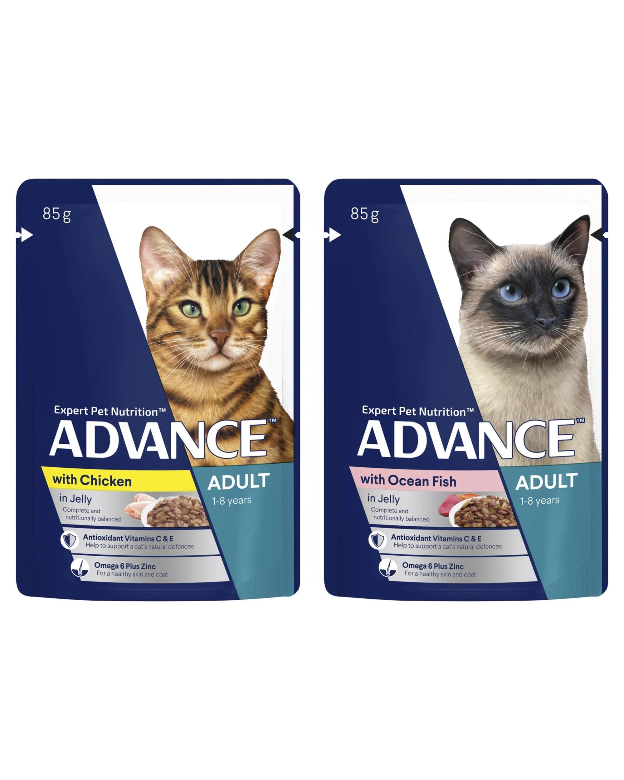 1 Advance Adult 1+ Wet Cat Food Tender Chunks in Jelly Multi Pack 12 x 85g, 1 of 3