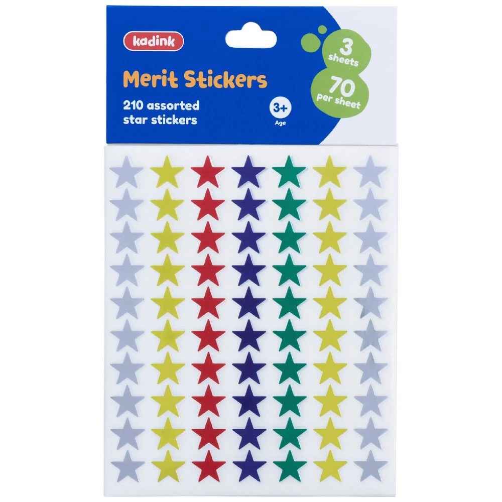 1 Kadink Merit Stickers 210 Pack Assorted Stars, 1 of 2