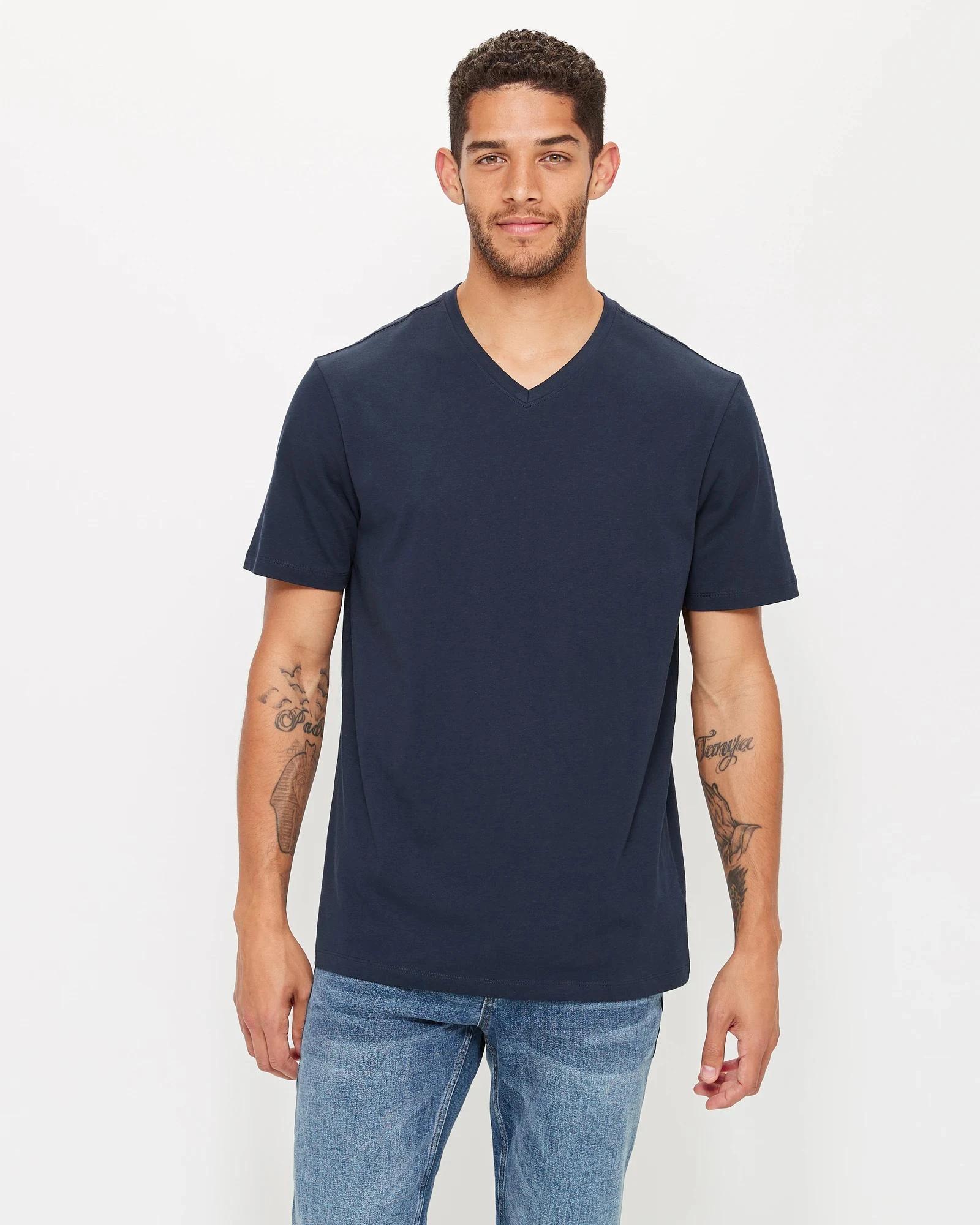 1 Target Australian Cotton V-Neck T-Shirt NAVY BLUE, 1 of 6