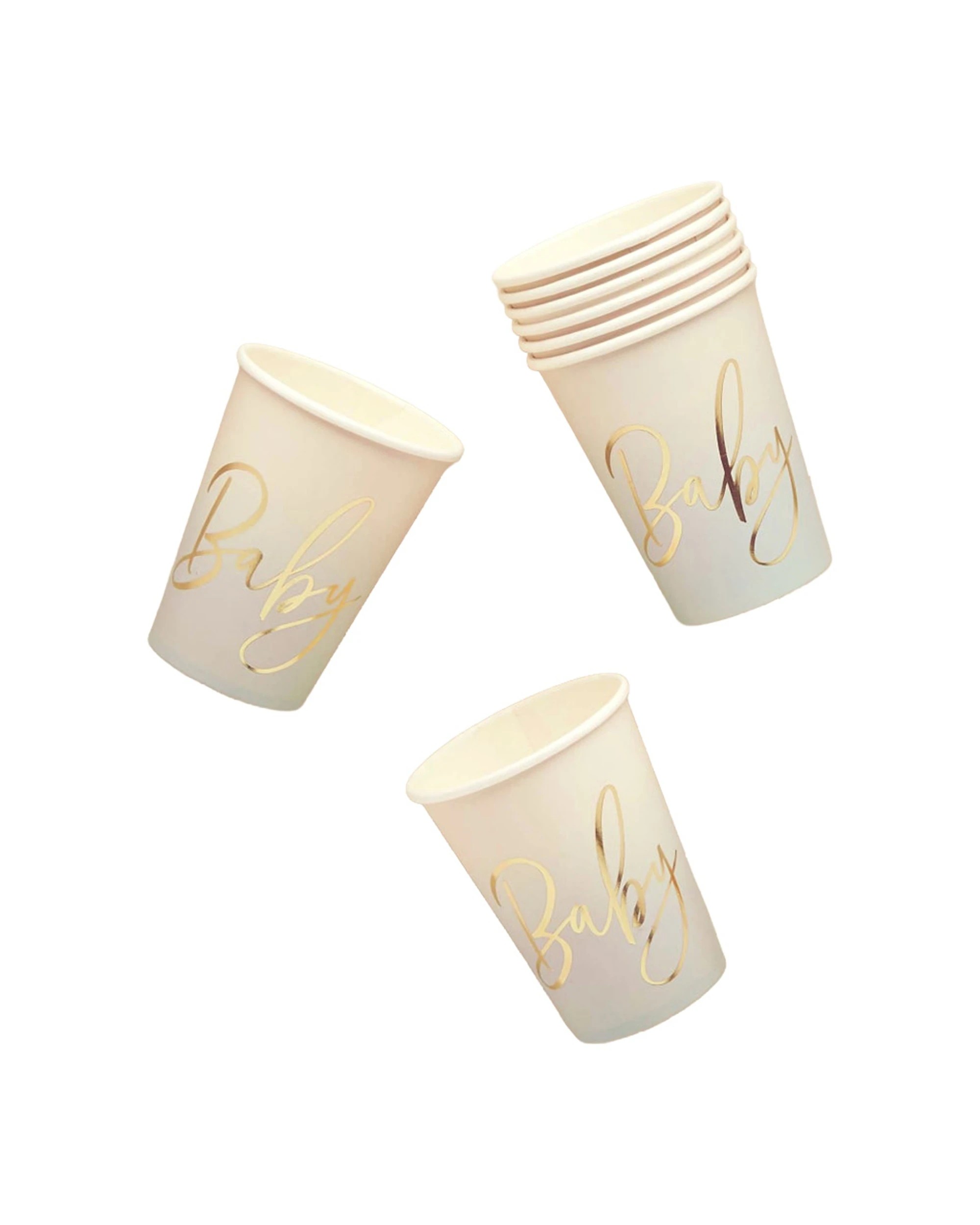 1 Anagram 10pc Baby Shower Paper Cups Set Party Tableware Decoration 250ml - Beige, 1 of 2