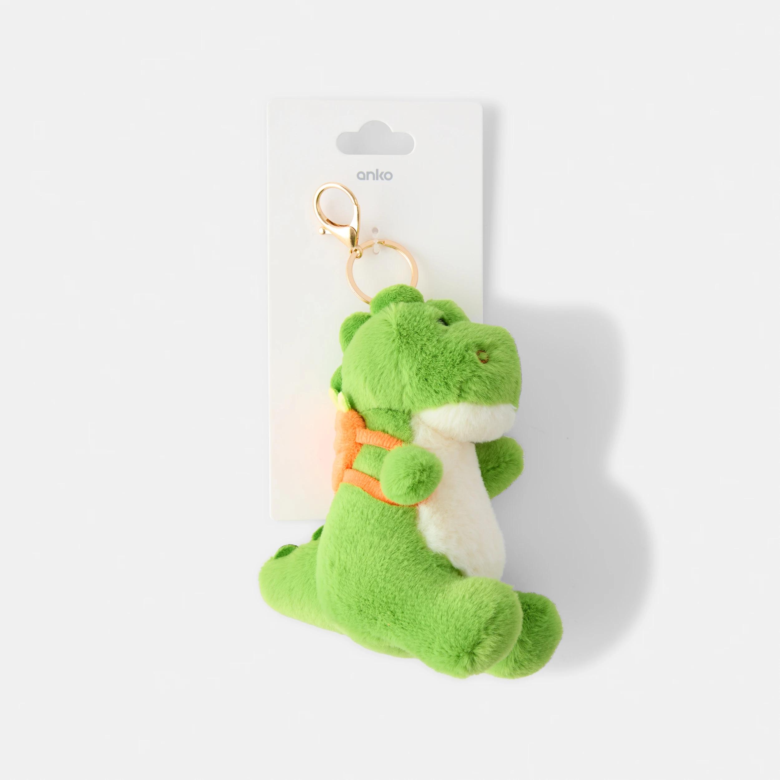 3 Fluffy Dino Charm Keyring - Gold Tone and Green Silver, 3 of 3