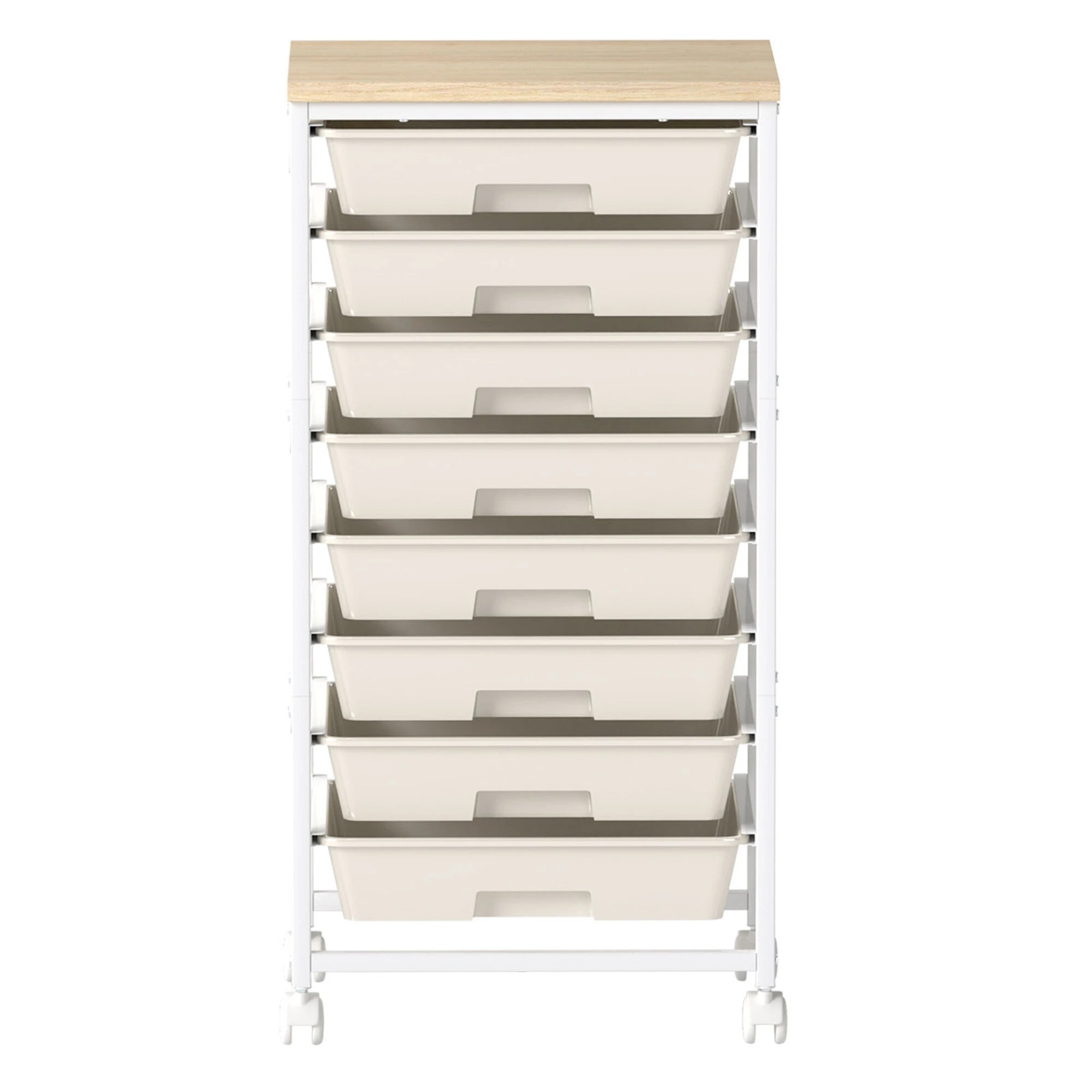 2 Levede 8 Drawers Storage Trolley Utility Cart Plastic Mobile Organiser Unit - White, 2 of 9