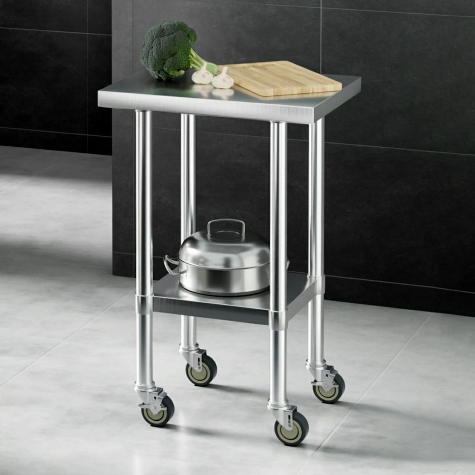 2 Cefito Stainless Steel Kitchen Benches Work Bench Wheels - Multi, 2 of 7