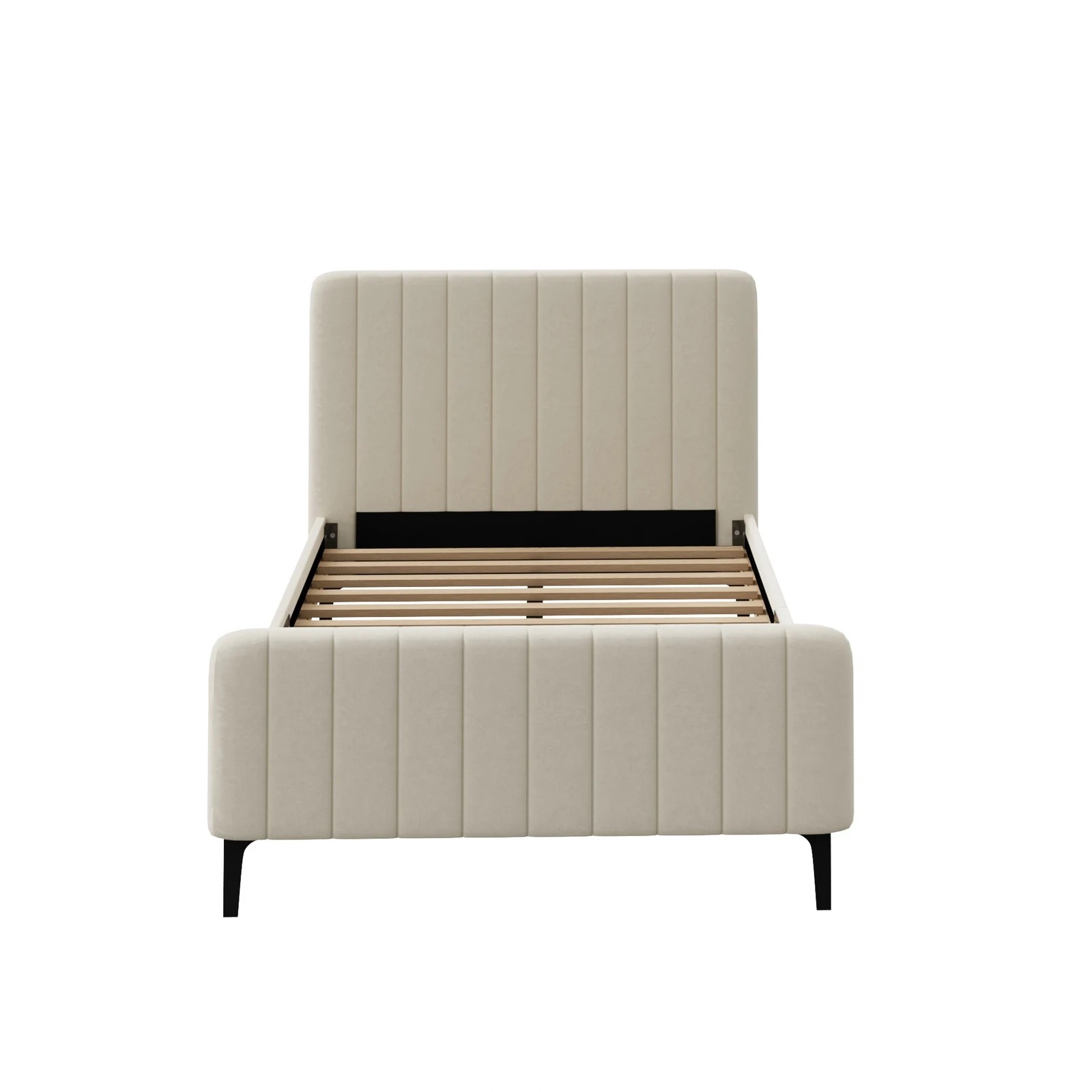 7 Oikiture King Single Bed Frame Beds Platform Velvet
 - Beige, 7 of 10