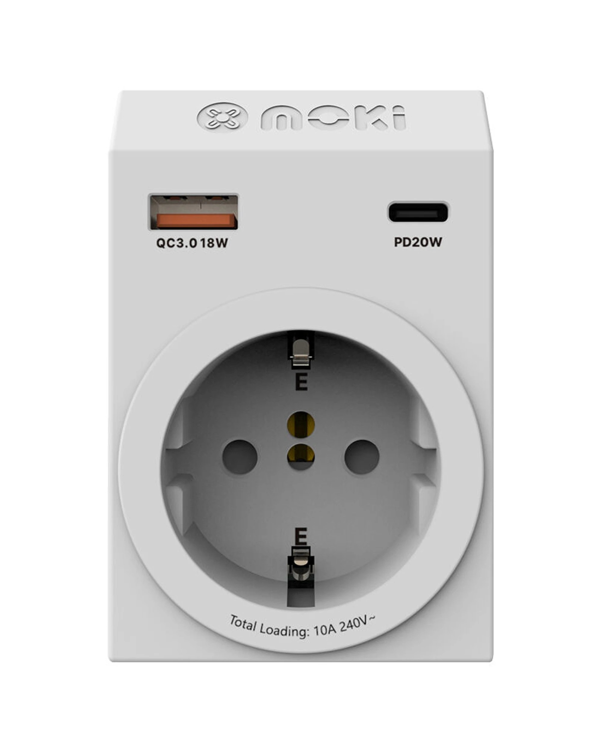 2 Moki Travel Adaptor Plus Inbound Universal to AU/NZ with Type-C & USB-A - White, 2 of 3