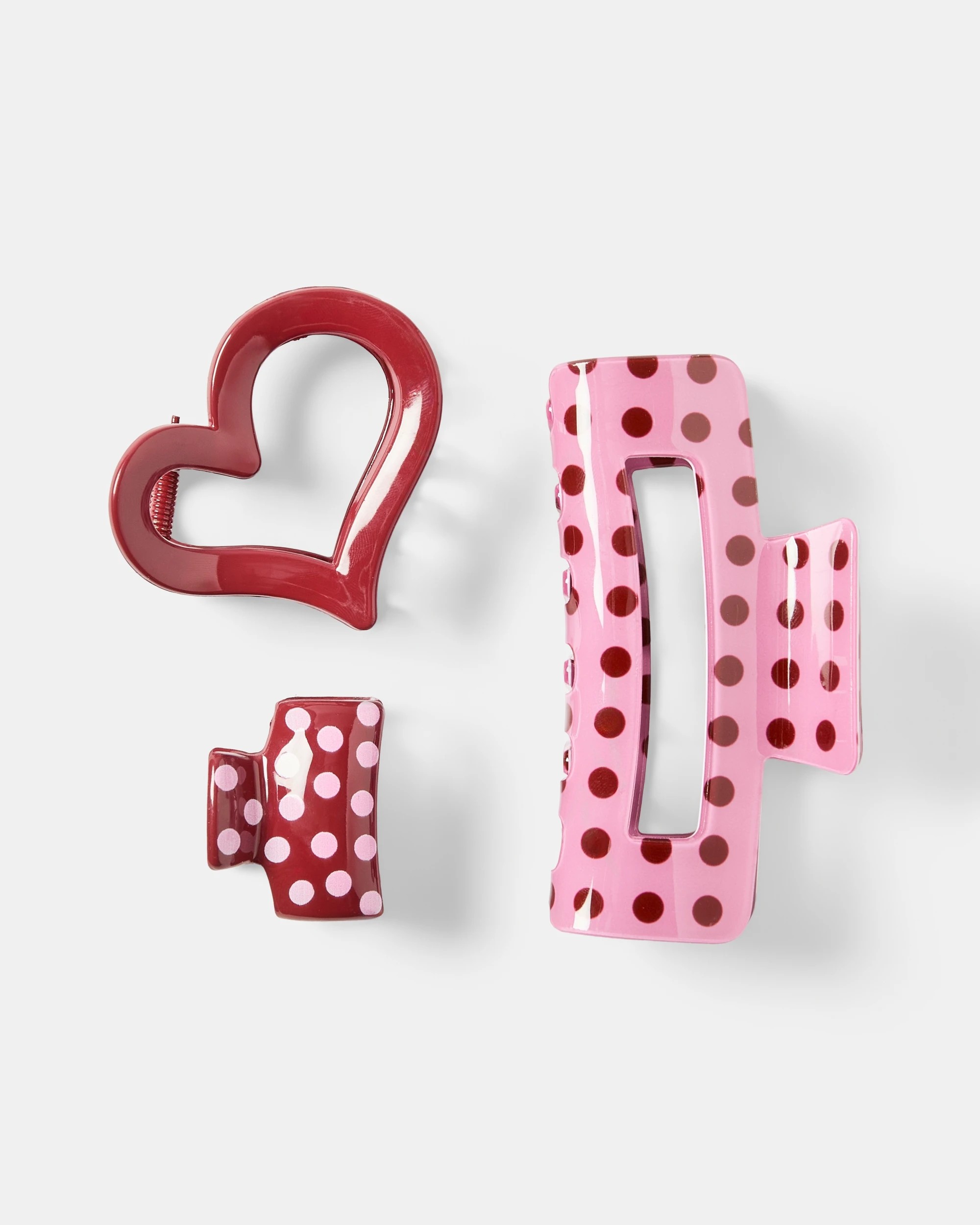 1 3 Pack Polka Dot Claw Hair Clips, 1 of 3