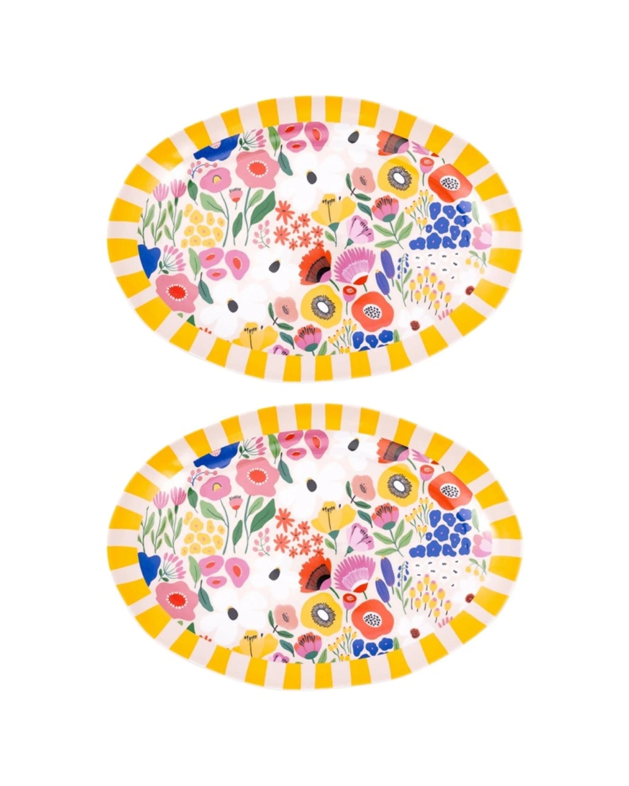 1 Splosh 2PK Billie Ceramic Serving Plate Printed Decal Microwave Dishwasher Safe - Multi, 1 of 6