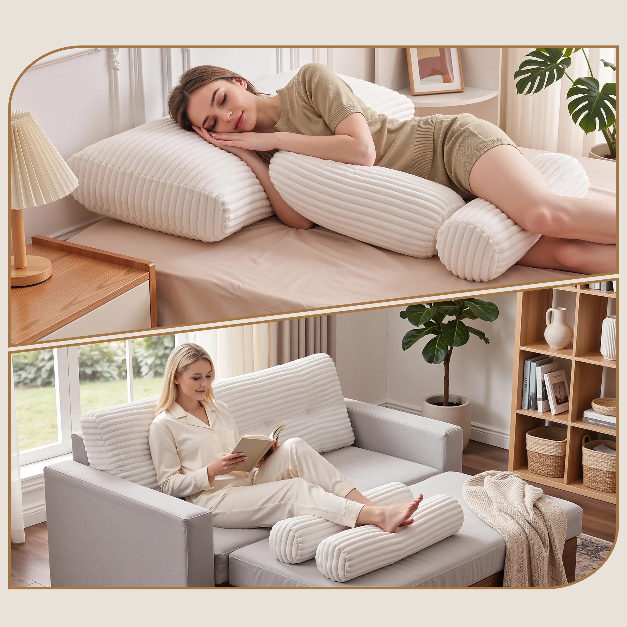 7 Giselle Bedding Sofa Reading Wedge Pillow Headboard Shredded Foam Support - Double Bed - White, 7 of 9
