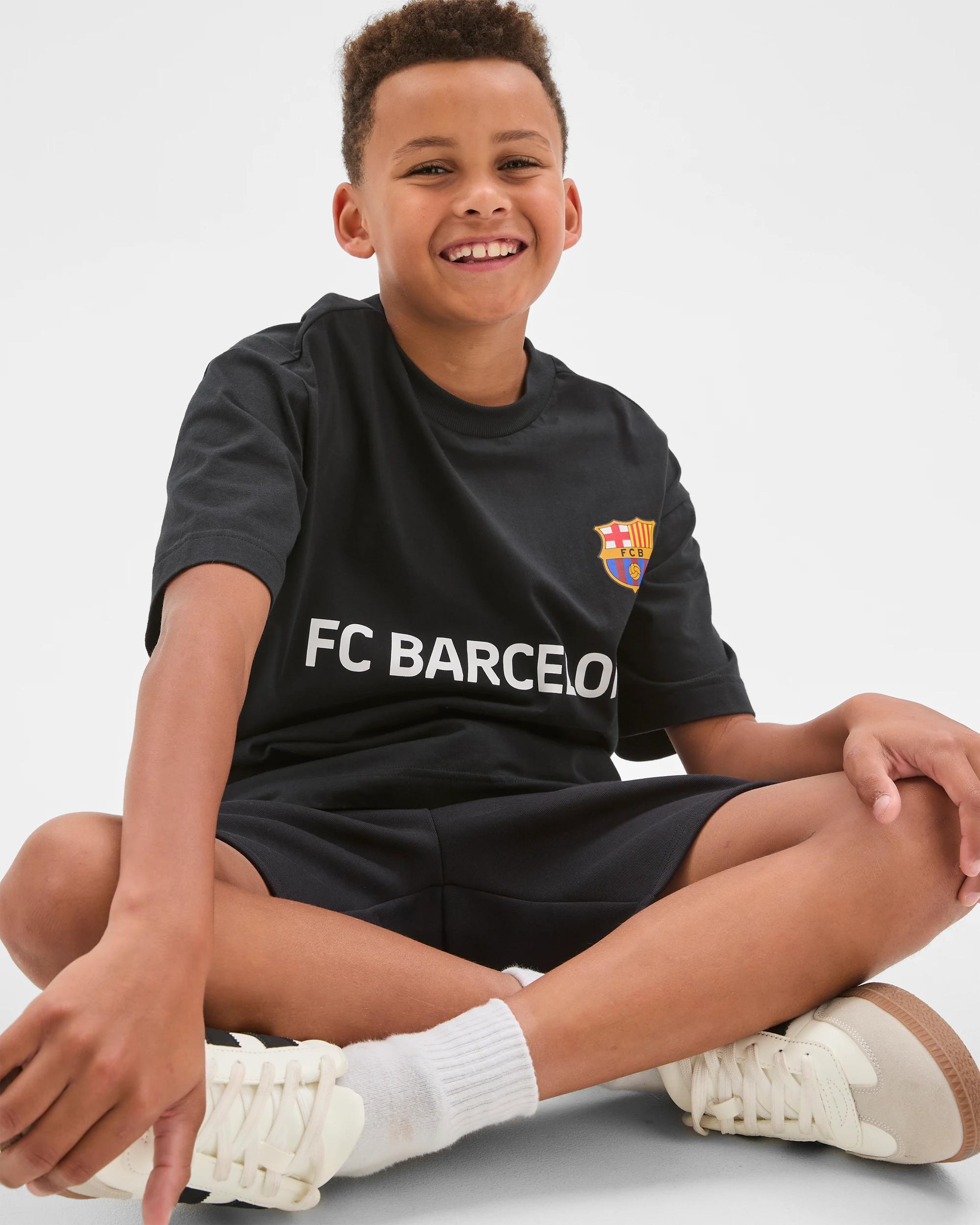 3 UEFA Champions League Barcelona FC Australian Cotton Oversized T-Shirt BLACK, 3 of 6
