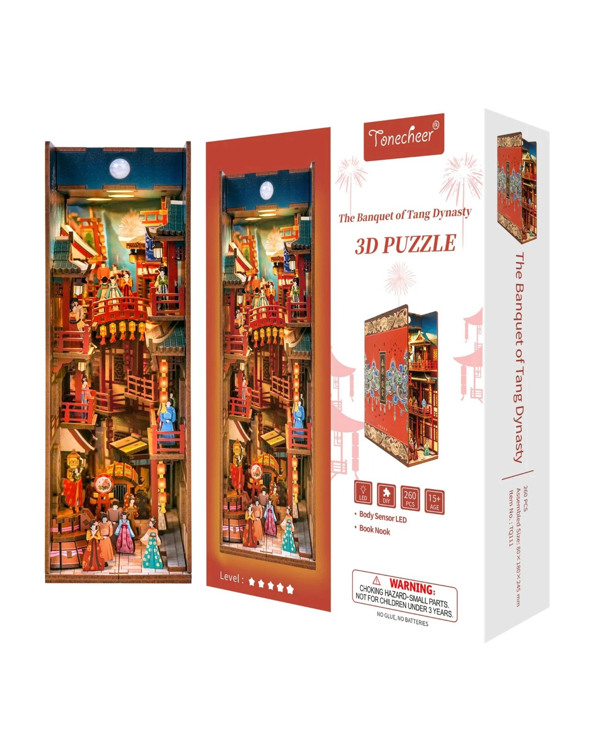 1 Tonecheer 3D Wooden Puzzle DIY Book Nook Kit - The Banquet of Tang Dynasty, 1 of 9