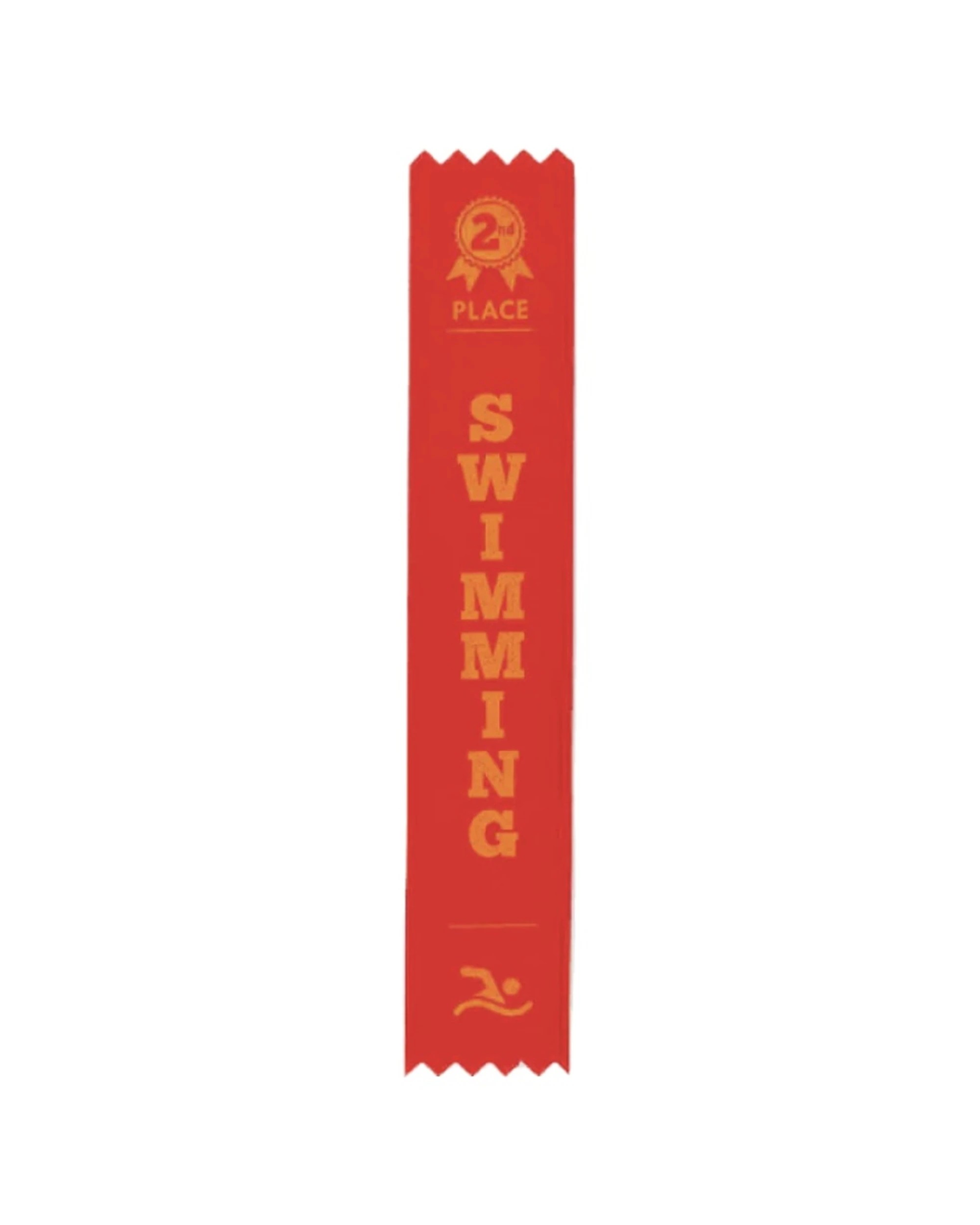1 Victor Sports 100pc Ribbons Swimming 2nd Place Polyester 3x17cm - Red, 1 of 1