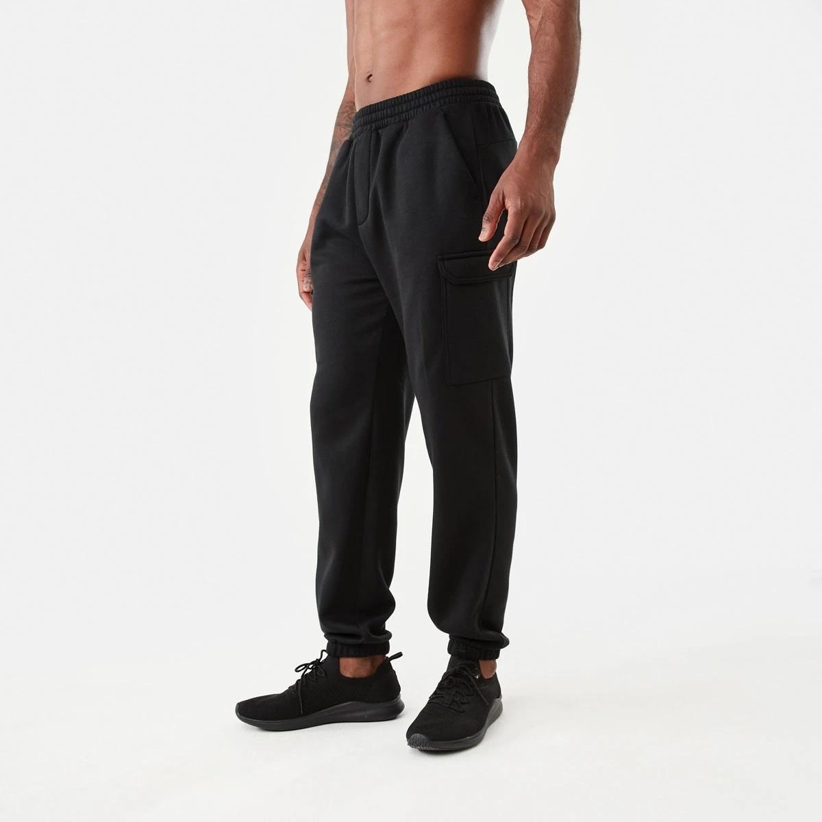 1 Active Mens Cargo Trackpants BLACK, 1 of 6