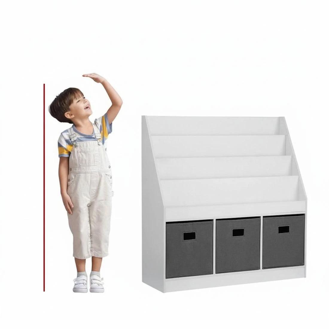 4 Keezi Kids Bookshelf 4 Tiers Magazine Rack Toy Box Organiser Storage Display Shelf - Multi, 4 of 7
