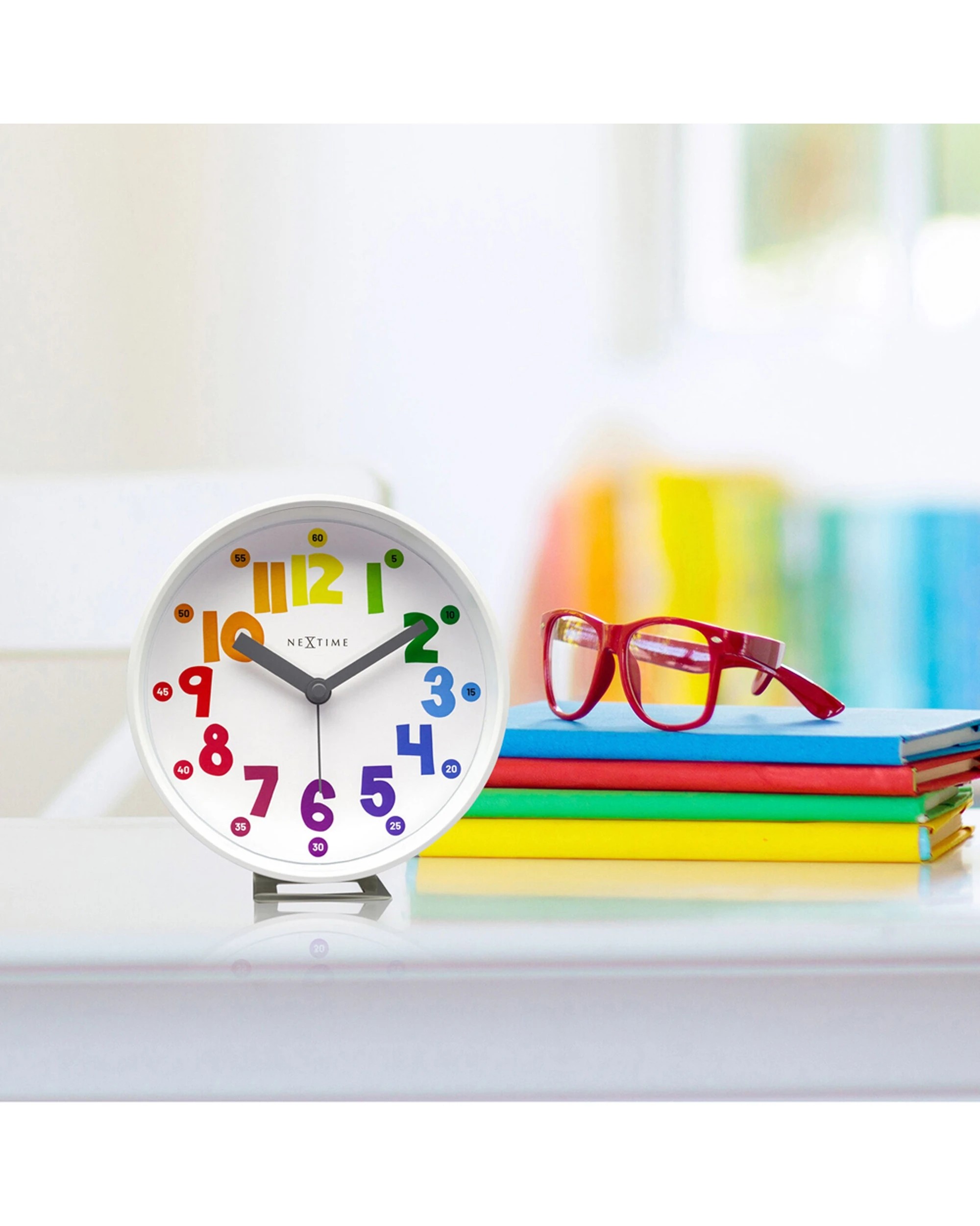 7 NEXTIME Sophia Alarm Clock Colourful Numbers Silent Movement Night Light - Multi, 7 of 8