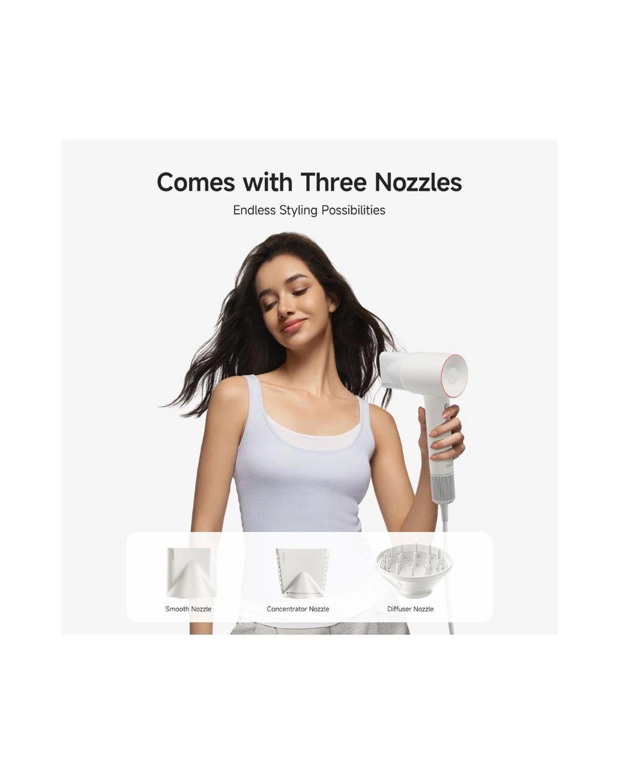 8 Laifen SE2 Hair Dryer White High Speed Quiet 10 Settings Child Mode 200M Ions 3 Nozzles 25m Cable, 8 of 10