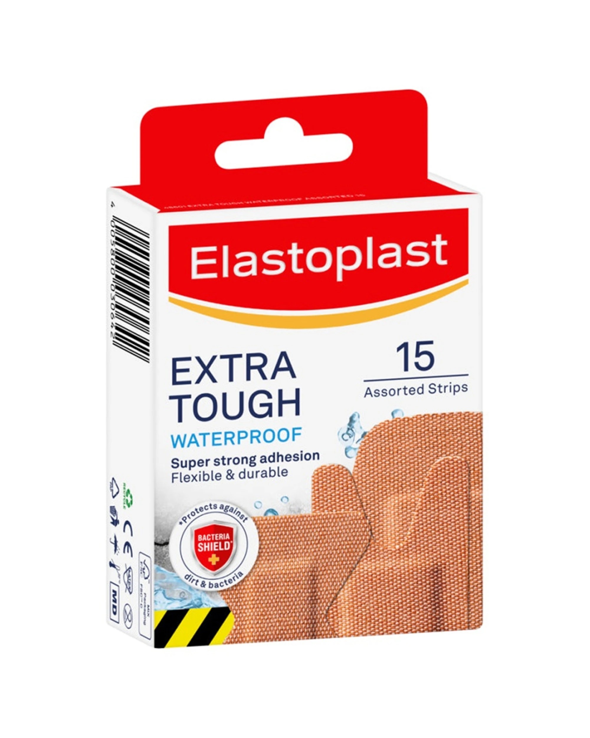 1 Elastoplast Extra Tough Waterproof Plaster Assorted 15 Pack - Orange, 1 of 3