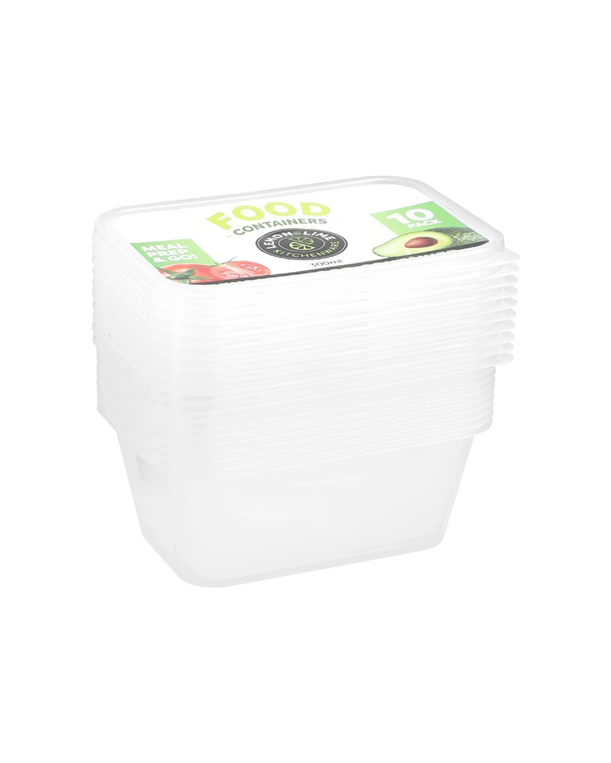 2 10pc Lemon & Lime Reusable Takeaway Food Storage Container Box Rectangular 300ml
 - Multi, 2 of 4