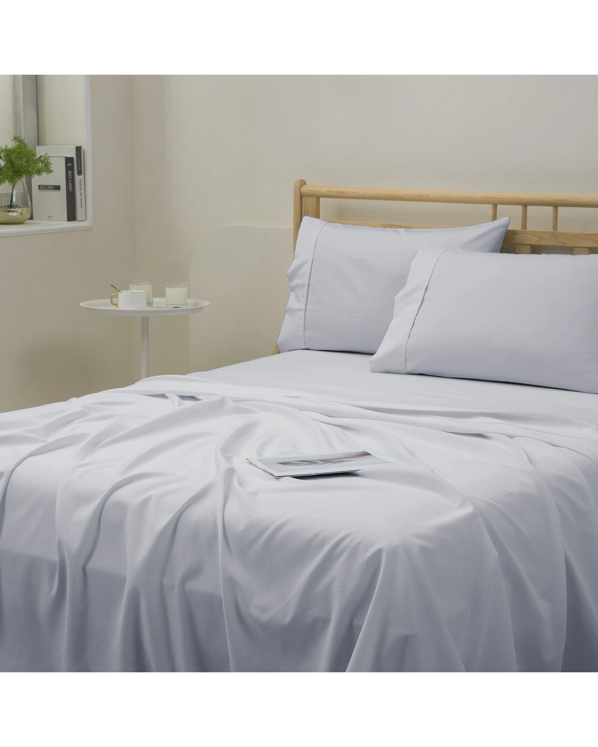 2 Dreamaker 1500TC Cotton Rich Sateen Sheet Set - King Single Bed - Dove Grey, 2 of 5