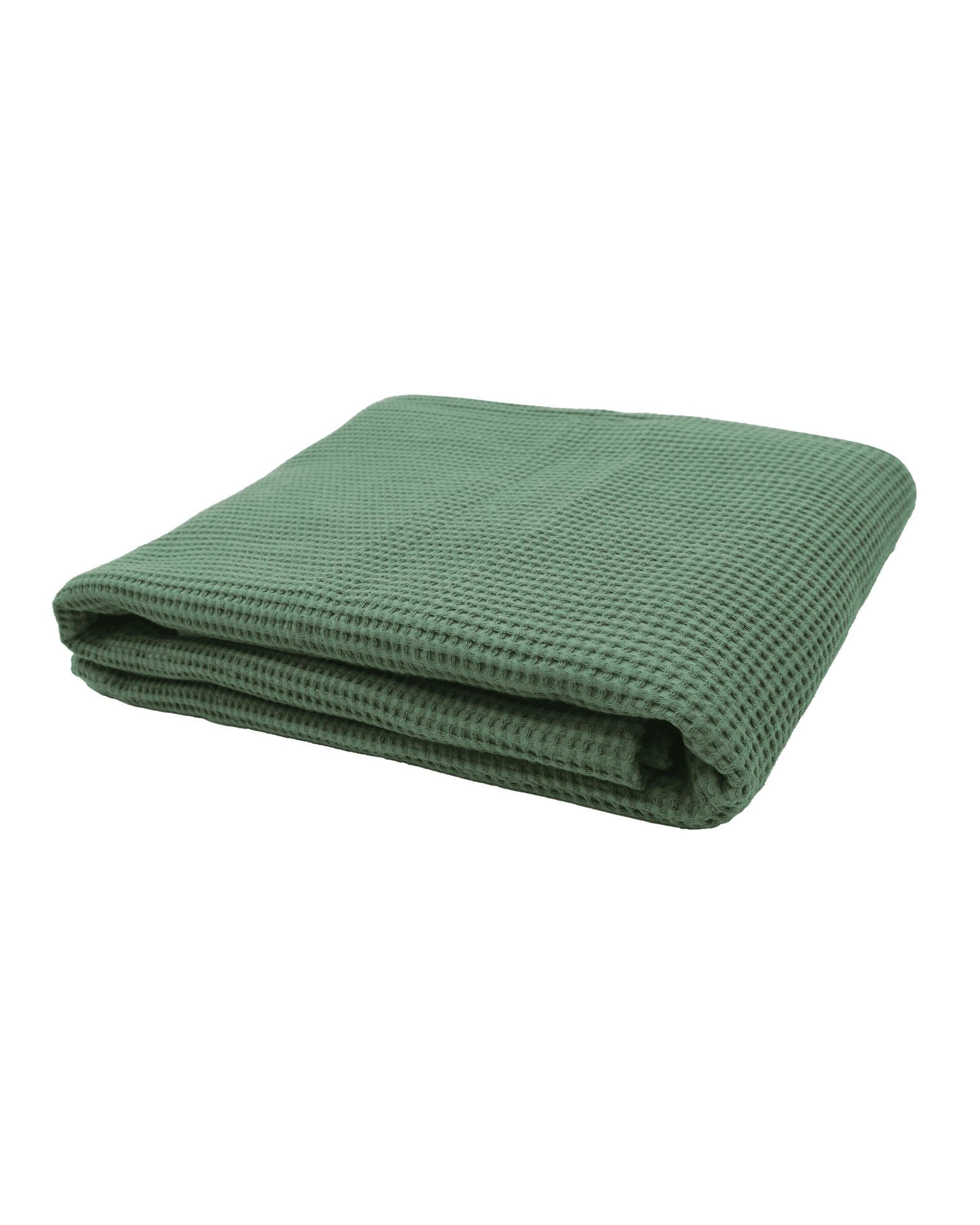 3 Bambury Milo Cotton Soft Waffle Textured Throw Juniper - Green, 3 of 5