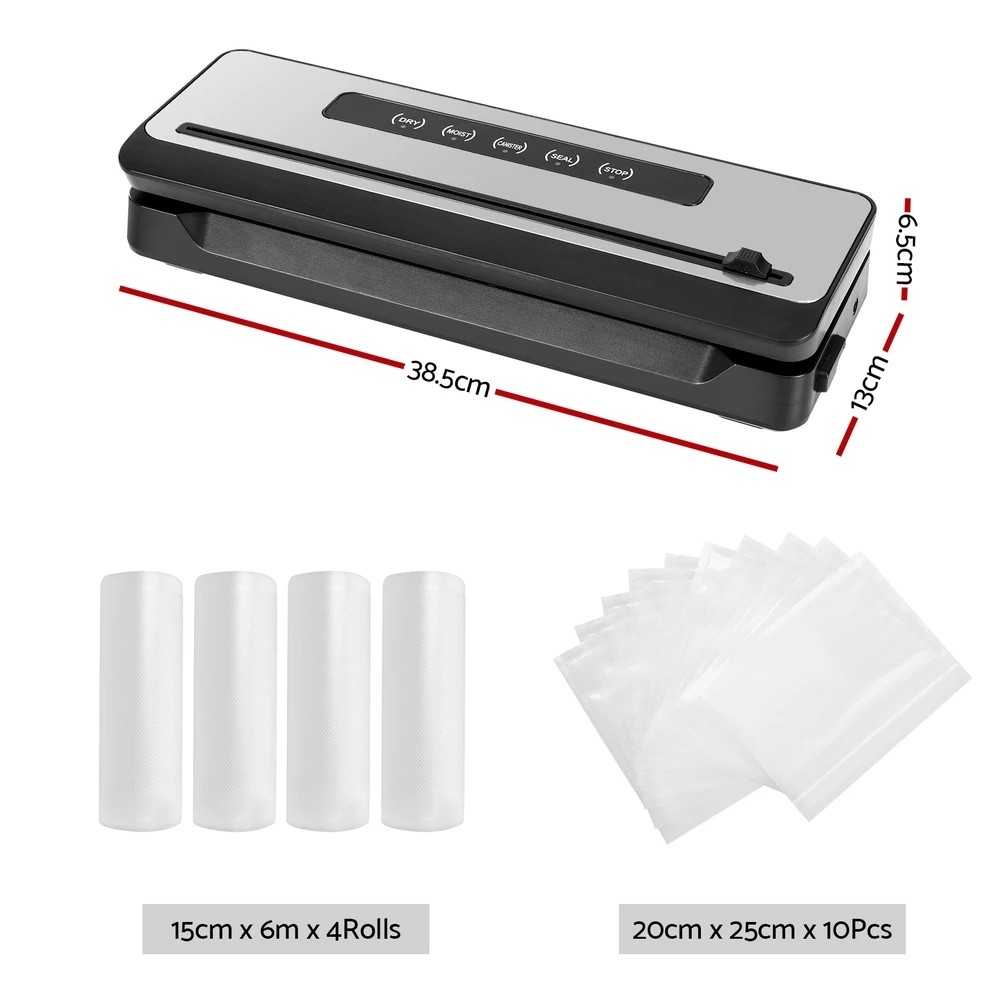 2 Devanti Food Vacuum Sealer Machine Sealing Cutter 4 Modes Storage Bags 4 Rolls - Multi, 2 of 5
