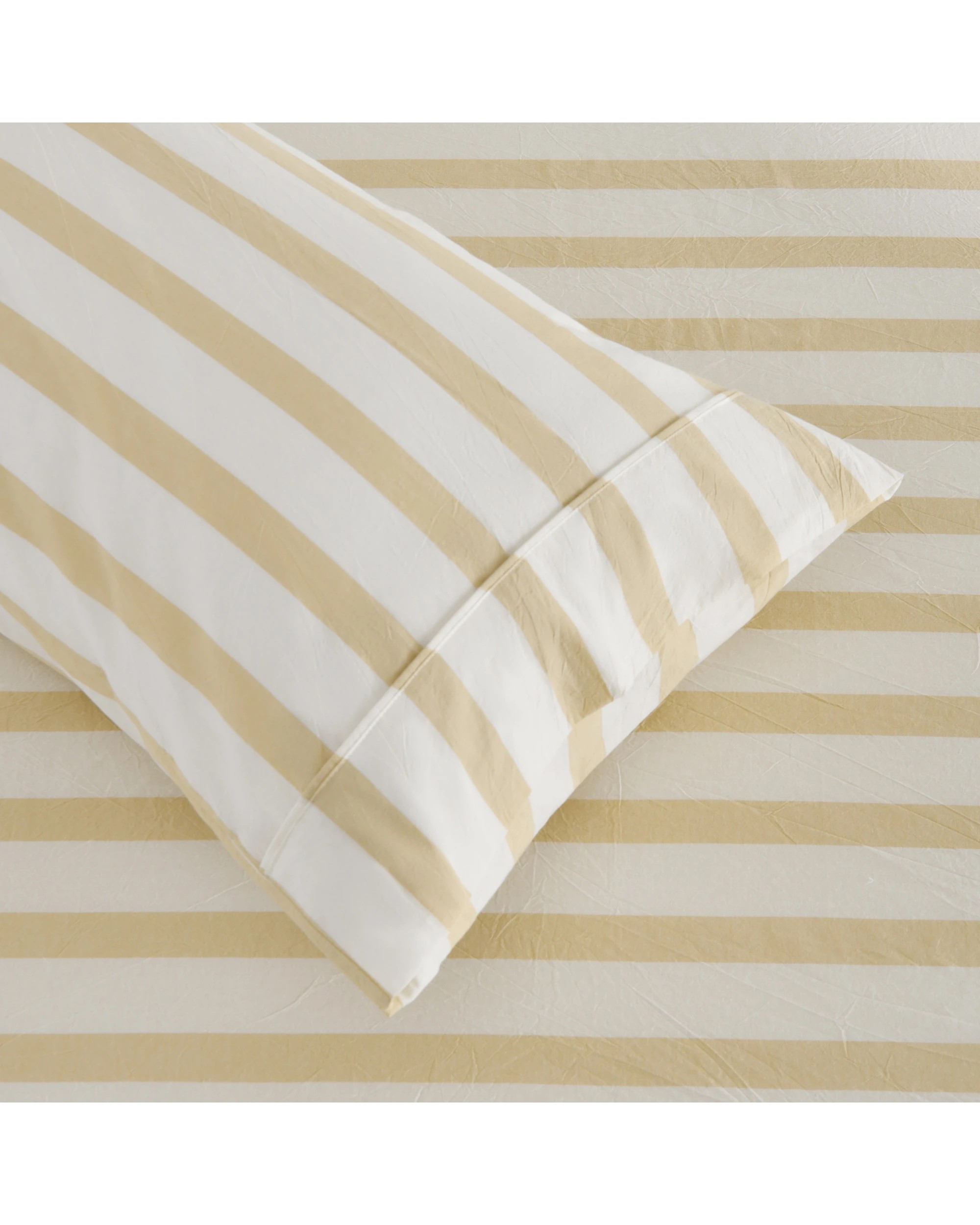 3 Dreamaker Cove Yarn Dyed Washed Cotton Striped Sheet Set - Queen Bed - Sand, 3 of 7