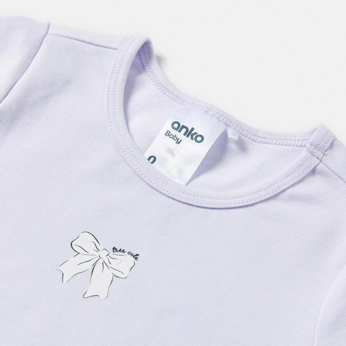 6 3 Pack Short Sleeve Print Bodysuits PURPLE BOWS, 6 of 8