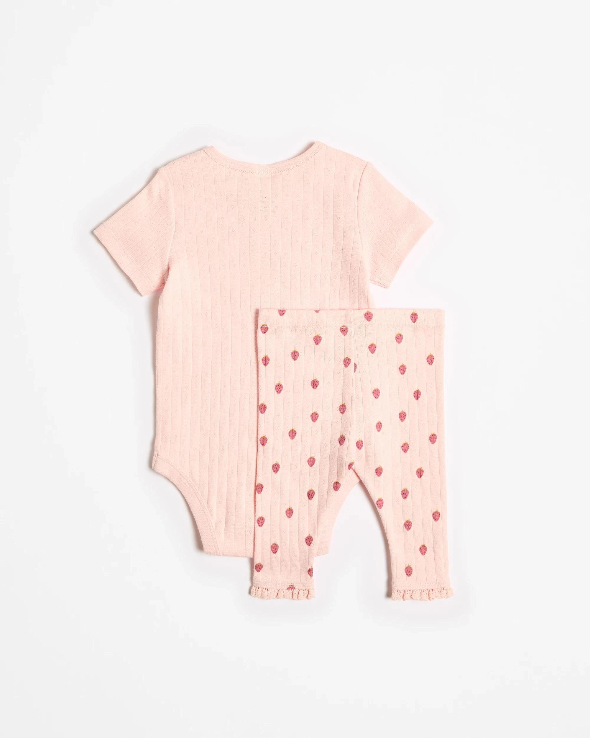3 Target Baby Baby Girls Pointelle Bodysuit and Leggings 2 Piece Set - Daisy STRAWBERRY PINK, 3 of 3
