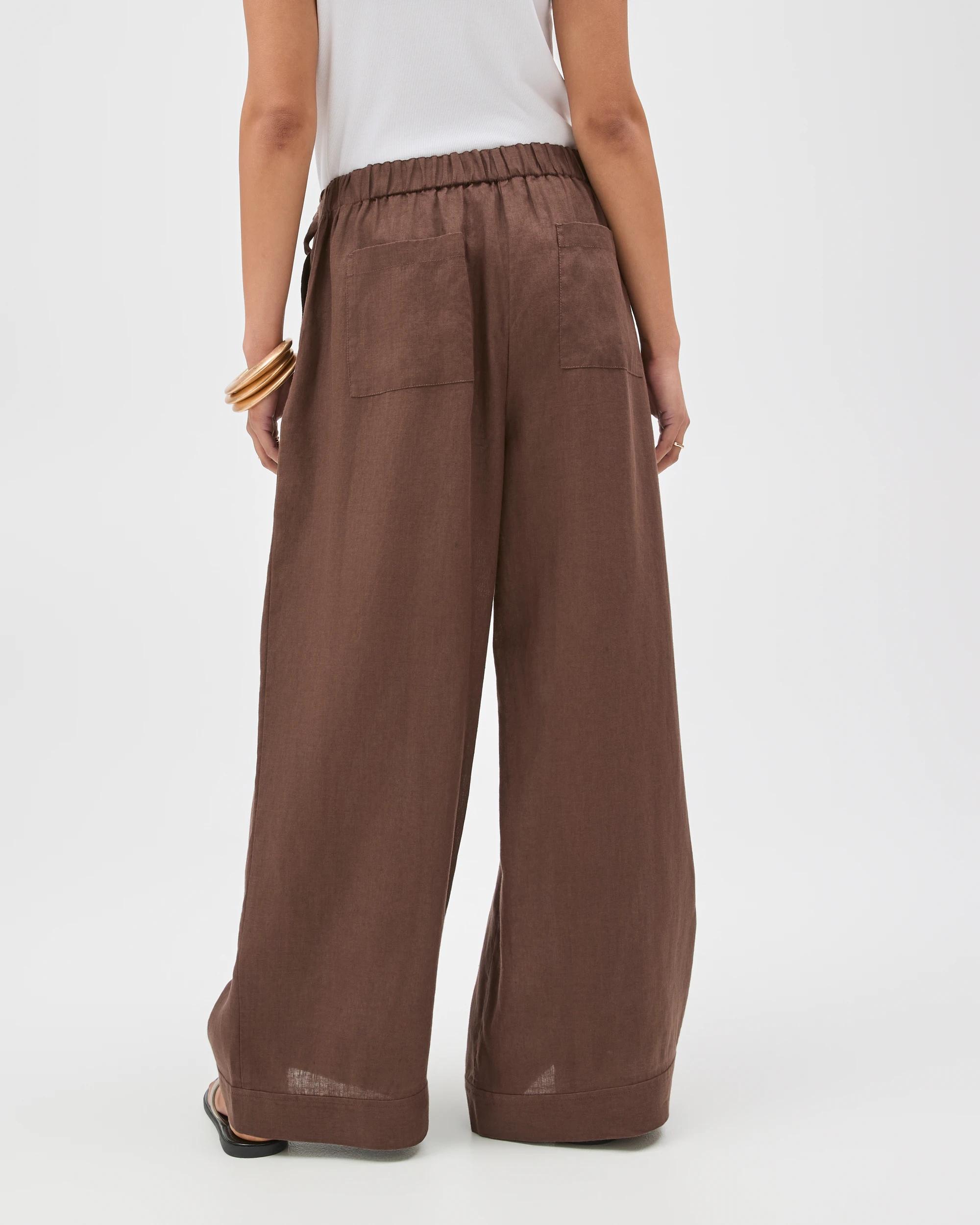 6 Target Woman European Linen Wrap Pants COFFEE BEAN, 6 of 6