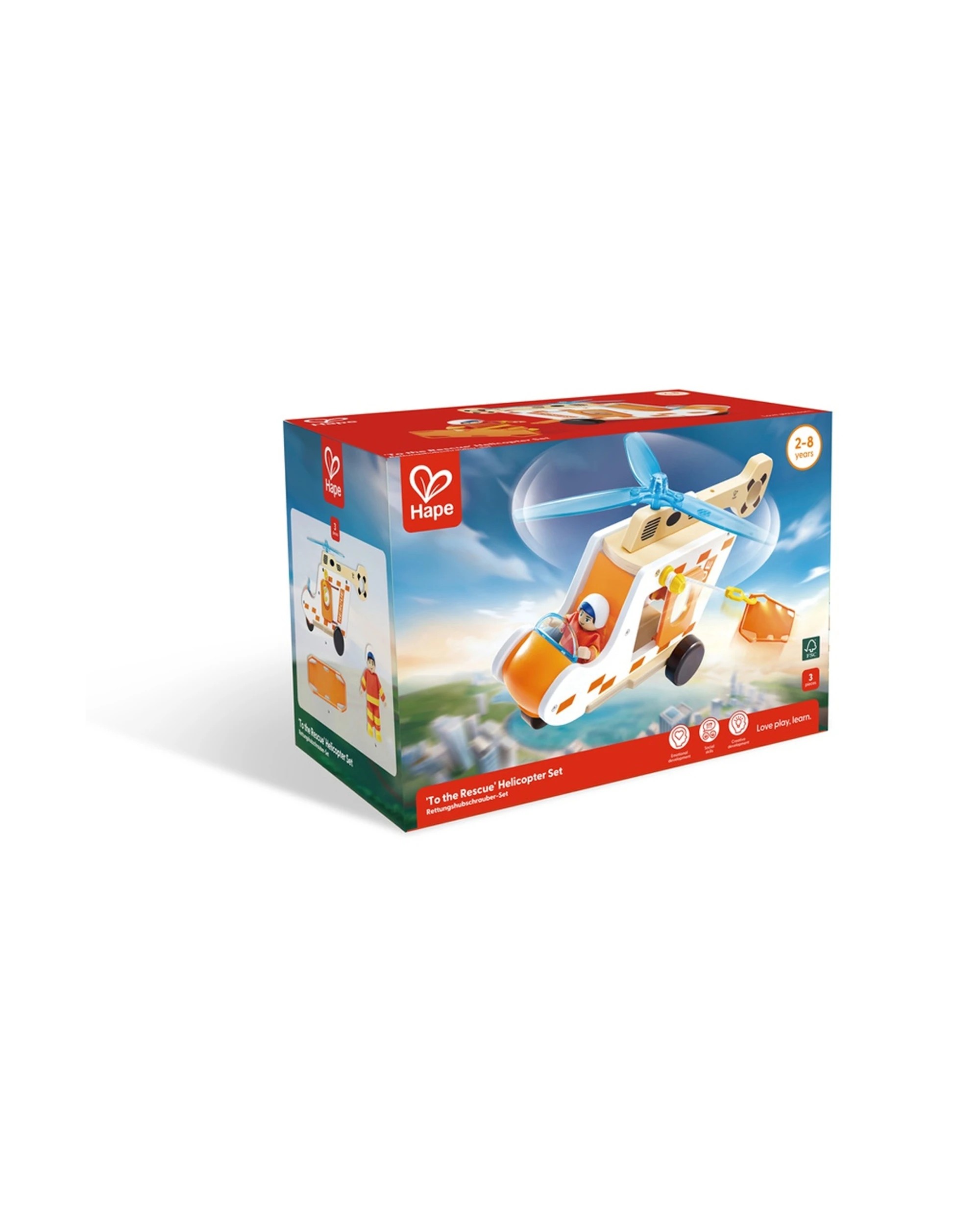 2 Hape To The Rescue Helicopter Toy With Pilot And Hoist For Kids and Toddlers - Multi, 2 of 4