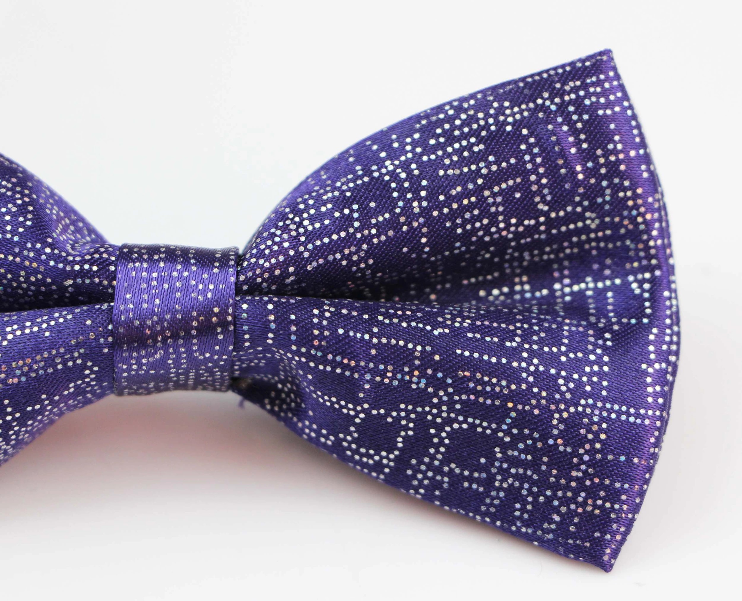 3 Zasel Mens Dark Purple Sparkly Glitter Patterned Bow Tie - Purple, 3 of 4