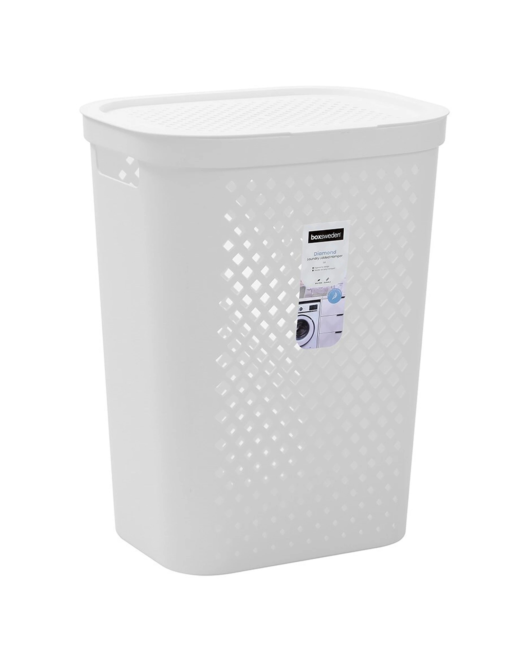 1 Boxsweden Diamond 56l Laundry Basket Dirty Clothes Hamper Storage - Assorted, 1 of 5