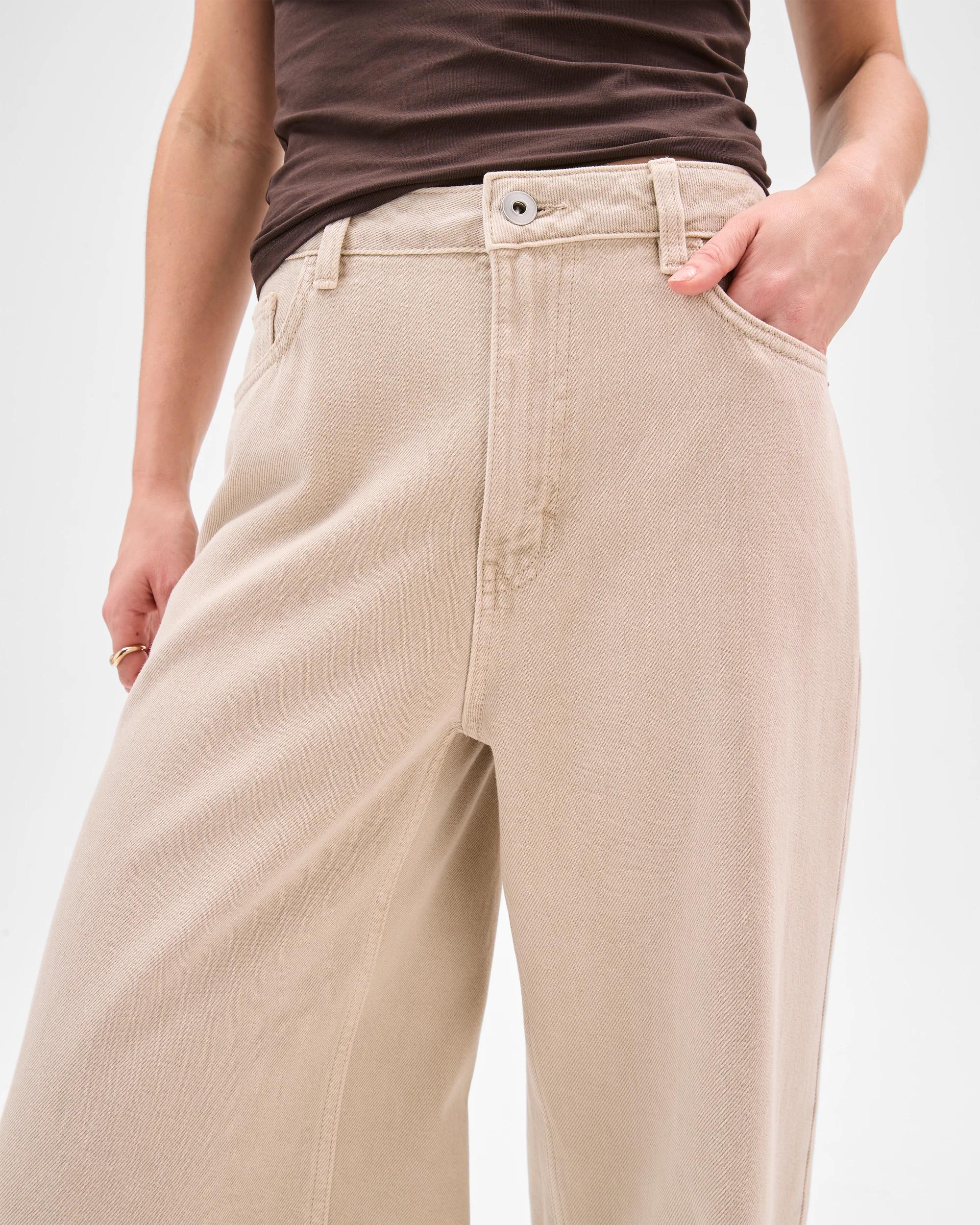 4 Lily Loves Australian Cotton Blend Wide Leg Denim Jeans SOFT STONE, 4 of 6