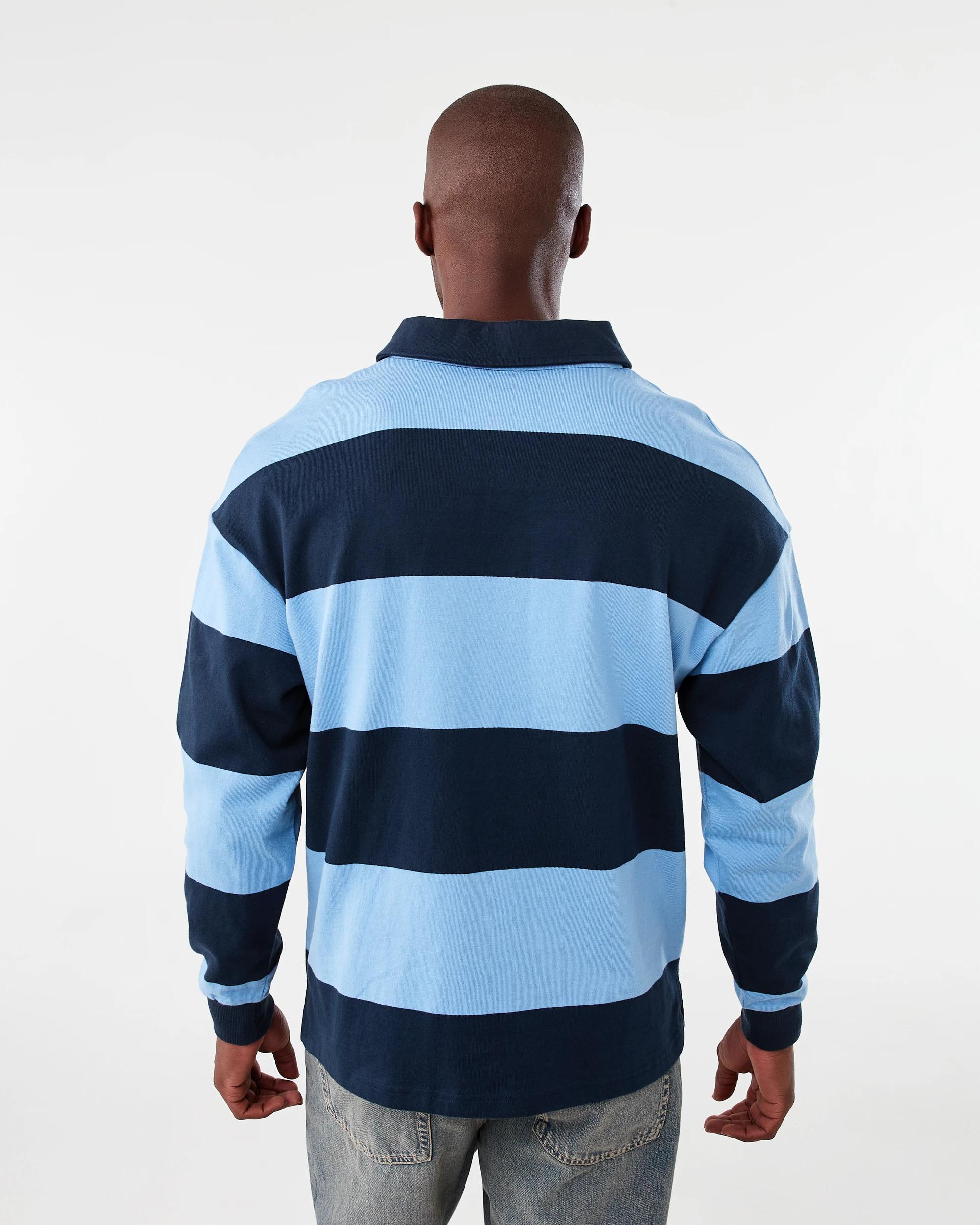 3 Long Sleeve Striped Rugby T-shirt Blu Stripe, 3 of 6