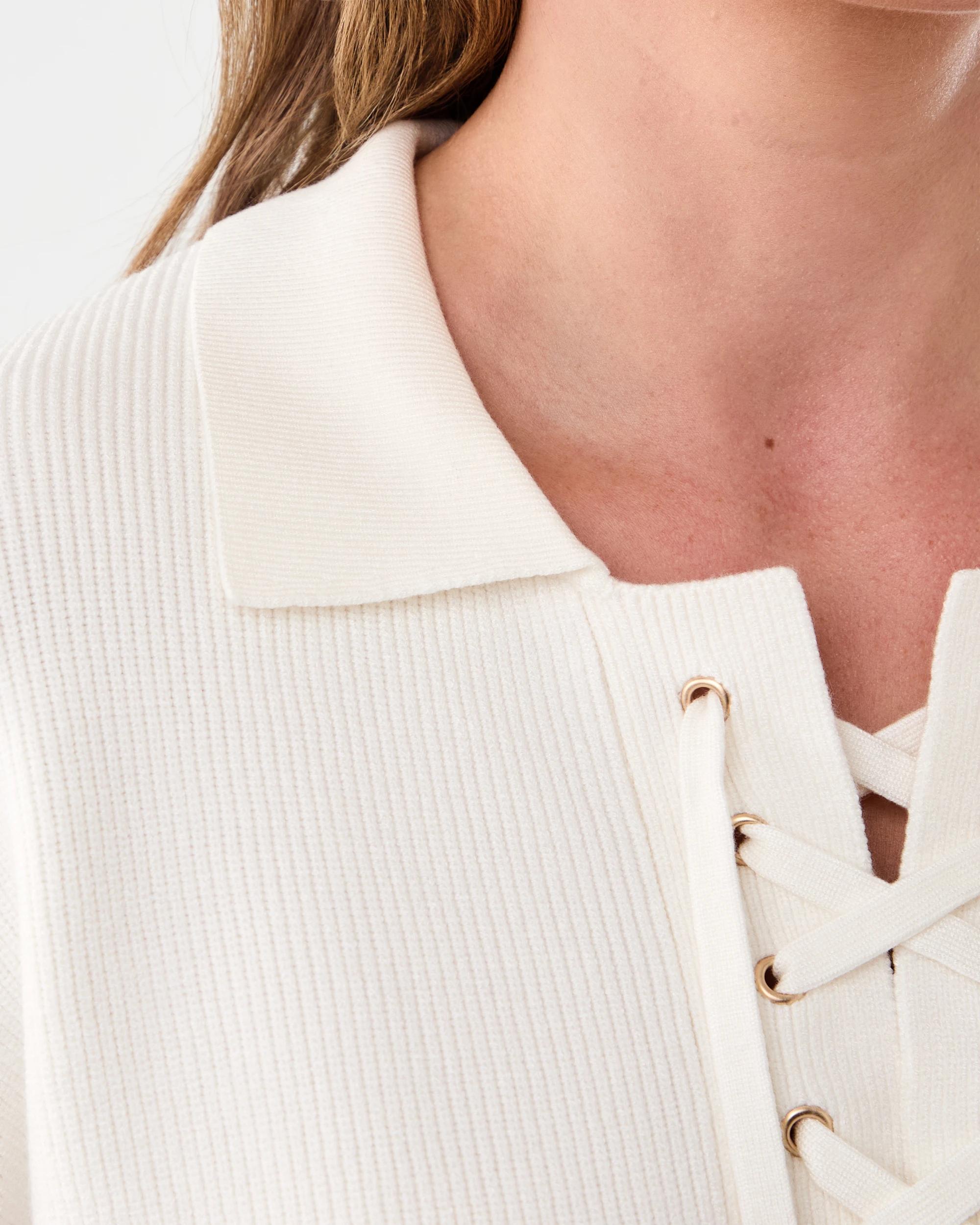 6 Lace Up Rib Jumper Cld White, 6 of 7